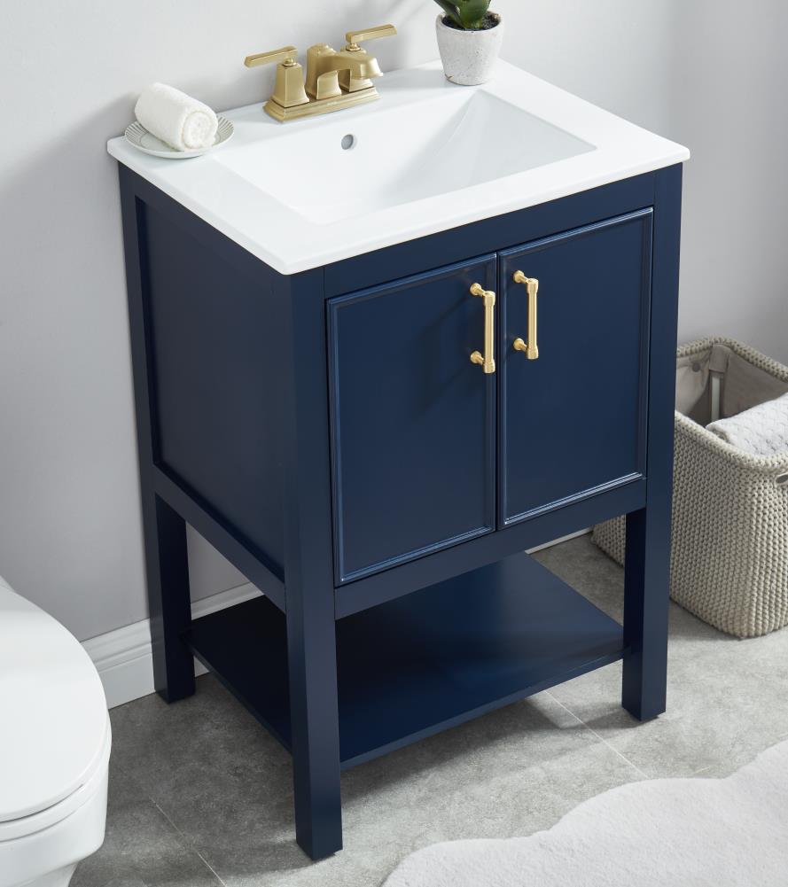 allen + roth Presnell 24-in Navy Blue Single Sink Bathroom Vanity with ...