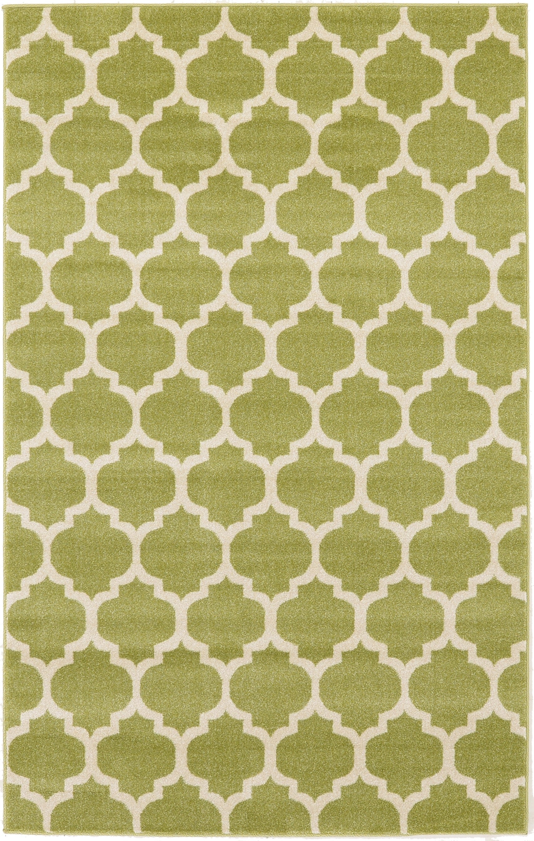 Unique Loom 3116651 Philadelphia Trellis 5 x 8 (ft) Loomed Polypropylene Green/Beige Rectangular Indoor Geometric Industrial Area rug