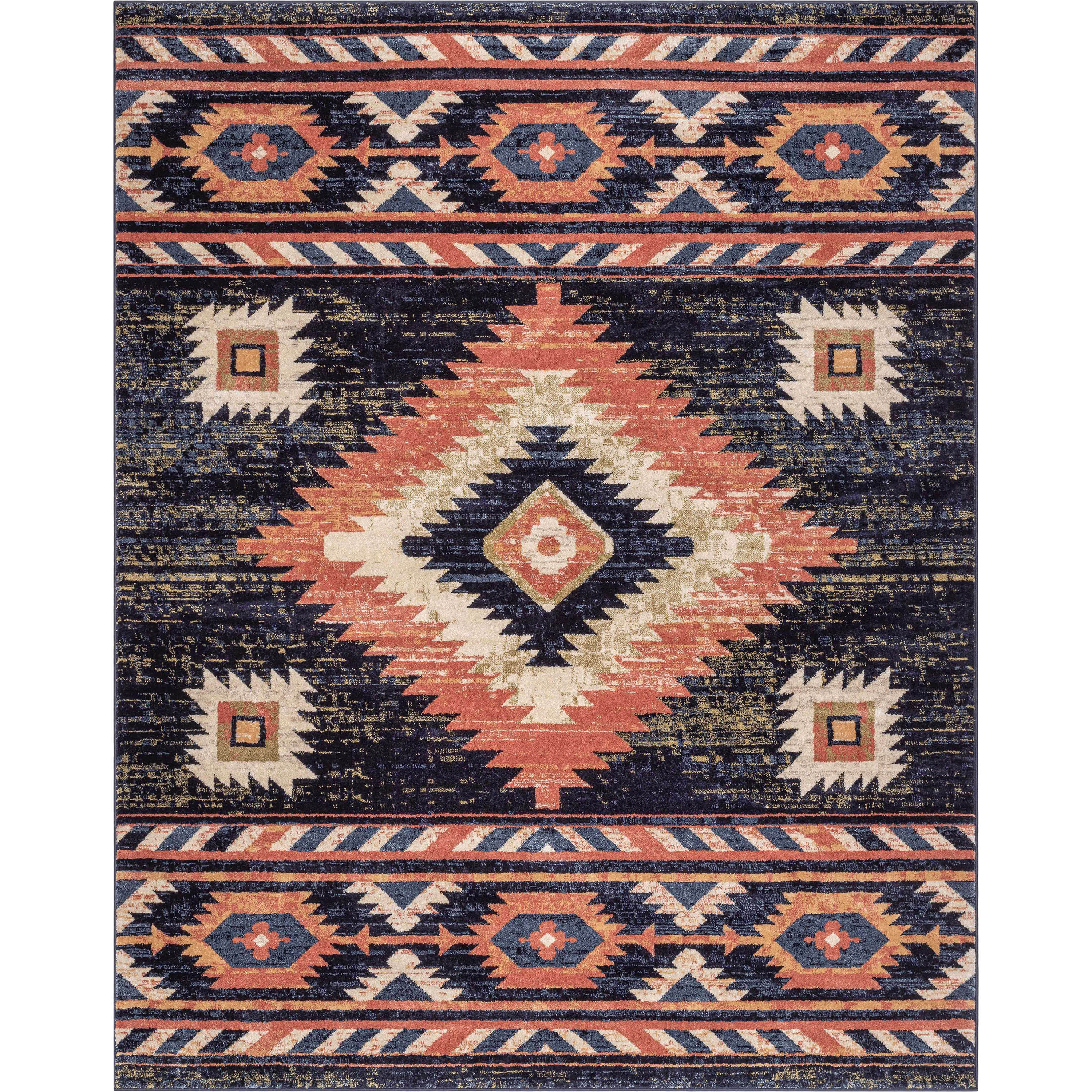 Well Woven TU-104-8 9 x 13 (ft) Loomed Polypropylene Blue Rectangular Indoor Tribal Southwestern Area rug