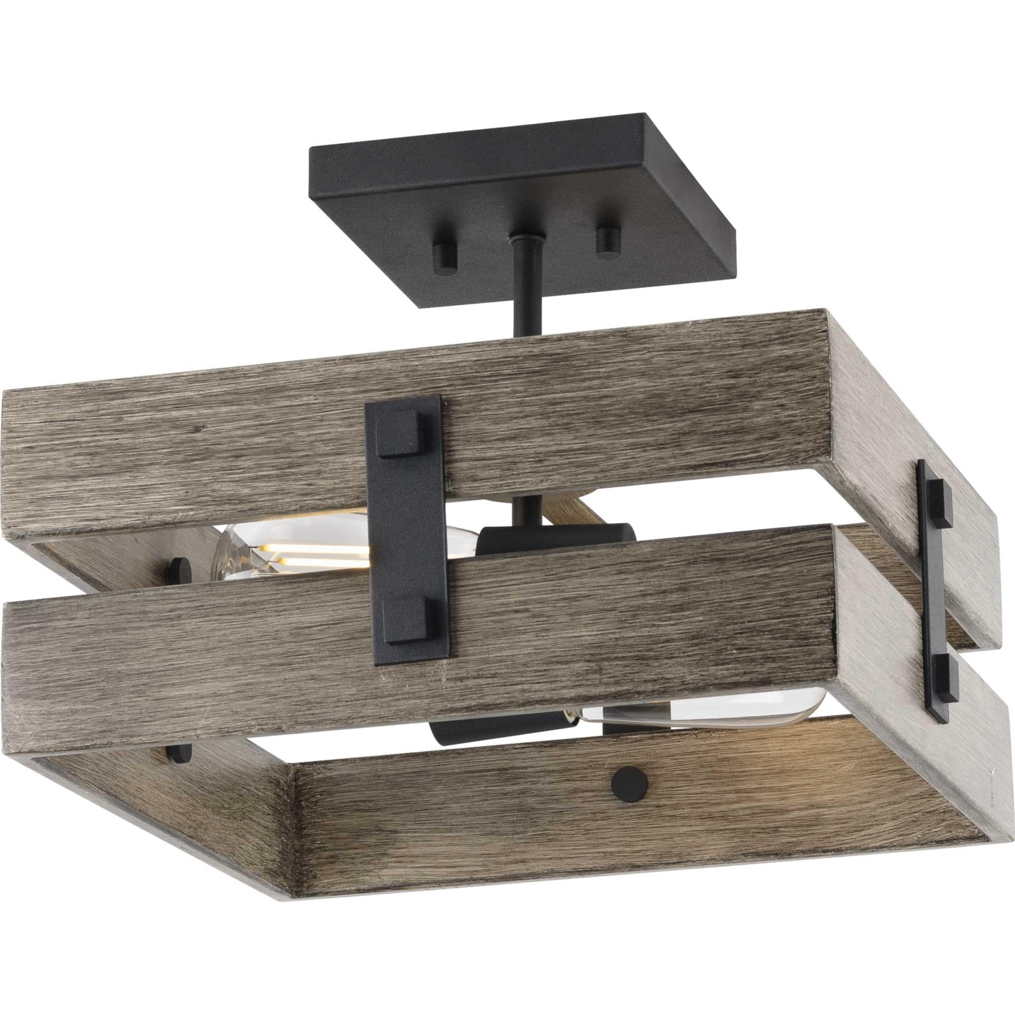 Progress Lighting P350172-031 Hemsworth 2 -Light 13.5-in Black Semi Flush Mount Light