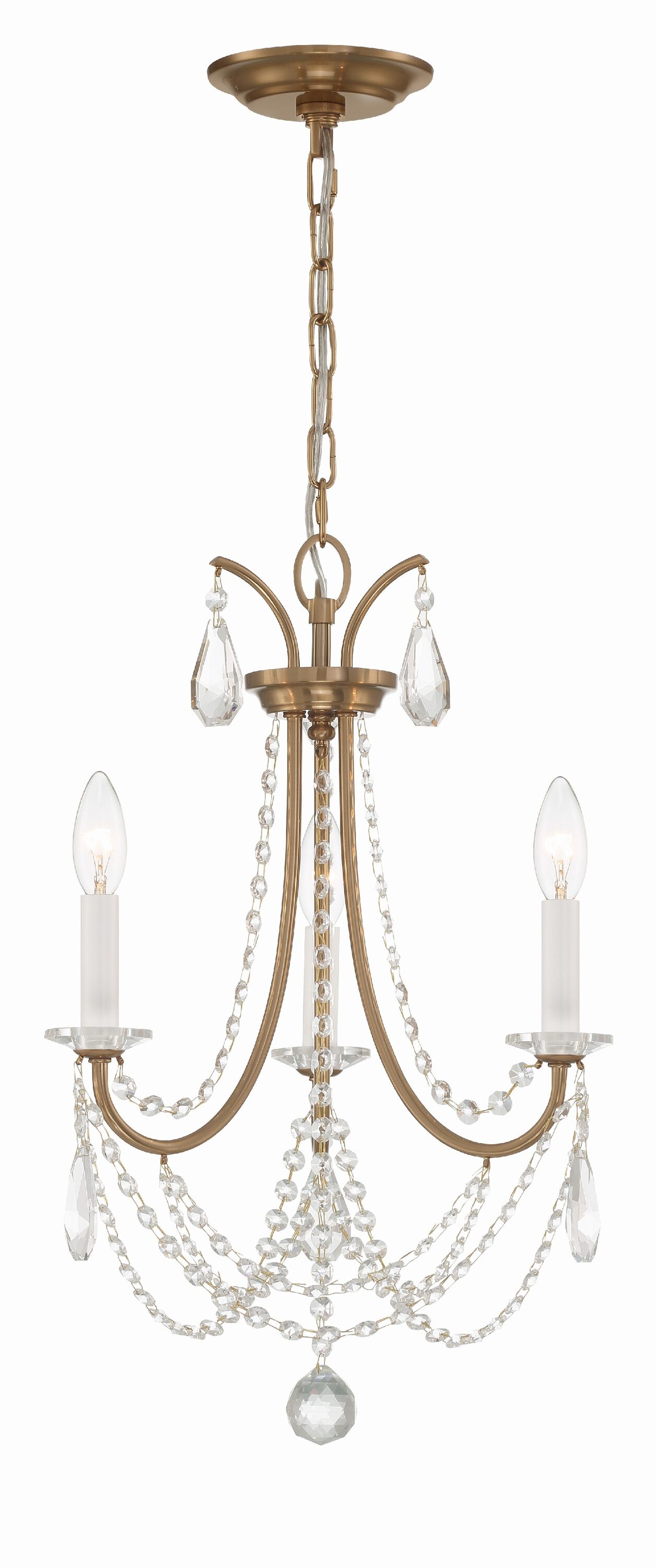Crystorama KAR-90903-AG-CL-MWP Karrington 3 -Light Antique Bronze Modern/contemporary For Use in Bedrooms, Dining Rooms, Foyers, Kitchens, Living Rooms Chandelier