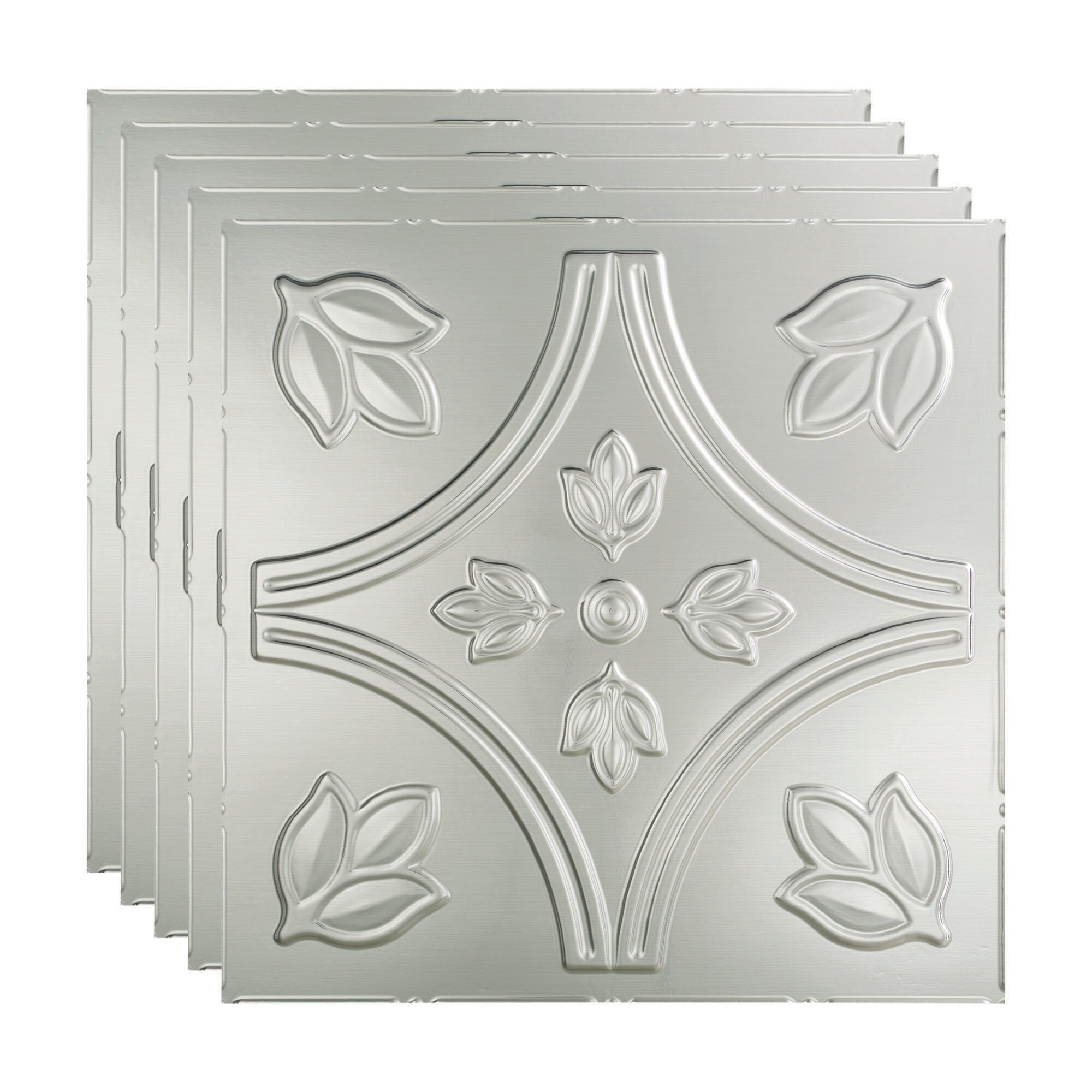 Fasade PL7008 2-ft x 2-ft Traditional 5 Brushed Aluminum PVC Drop Ceiling Tile ( 5 -Pack, 20-Sq. Feet / Case )