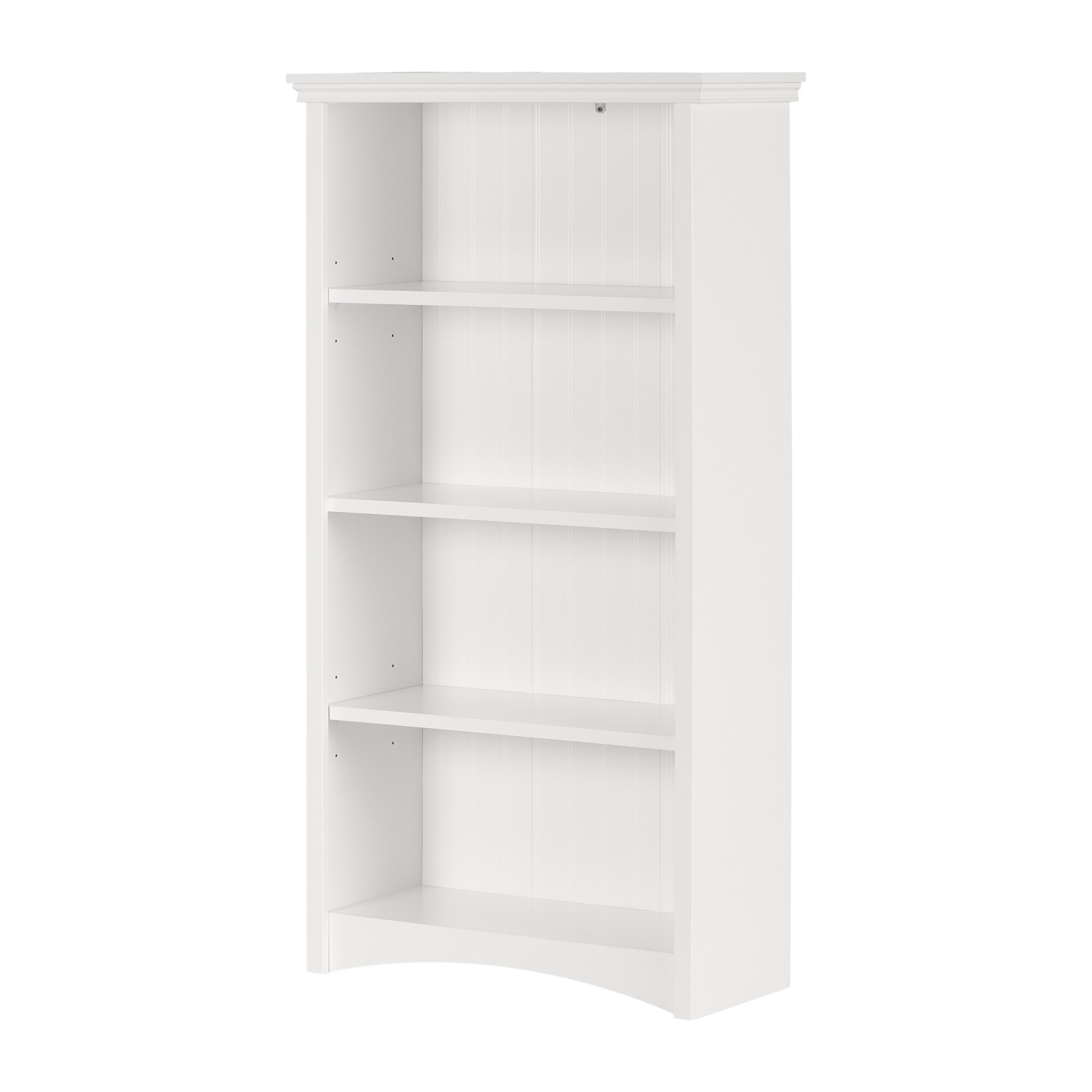 Pure White Adjustable 4-Shelf Wood Bookcase