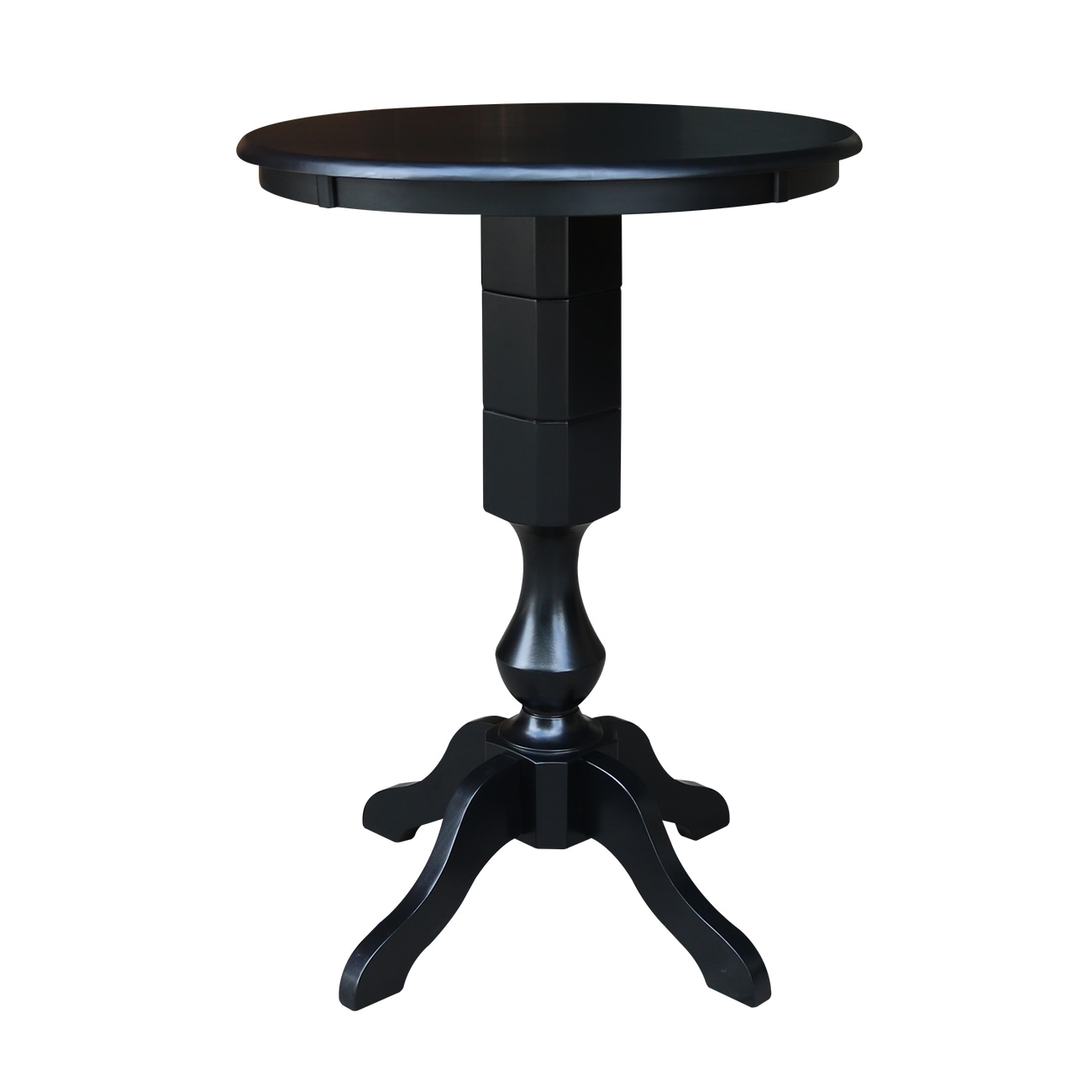 International Concepts K46-30RT-11P-2 Black Round Traditional Bar Table, Wood with Black Wood Pedestal Base 30-Inches L x 40.9-Inches H