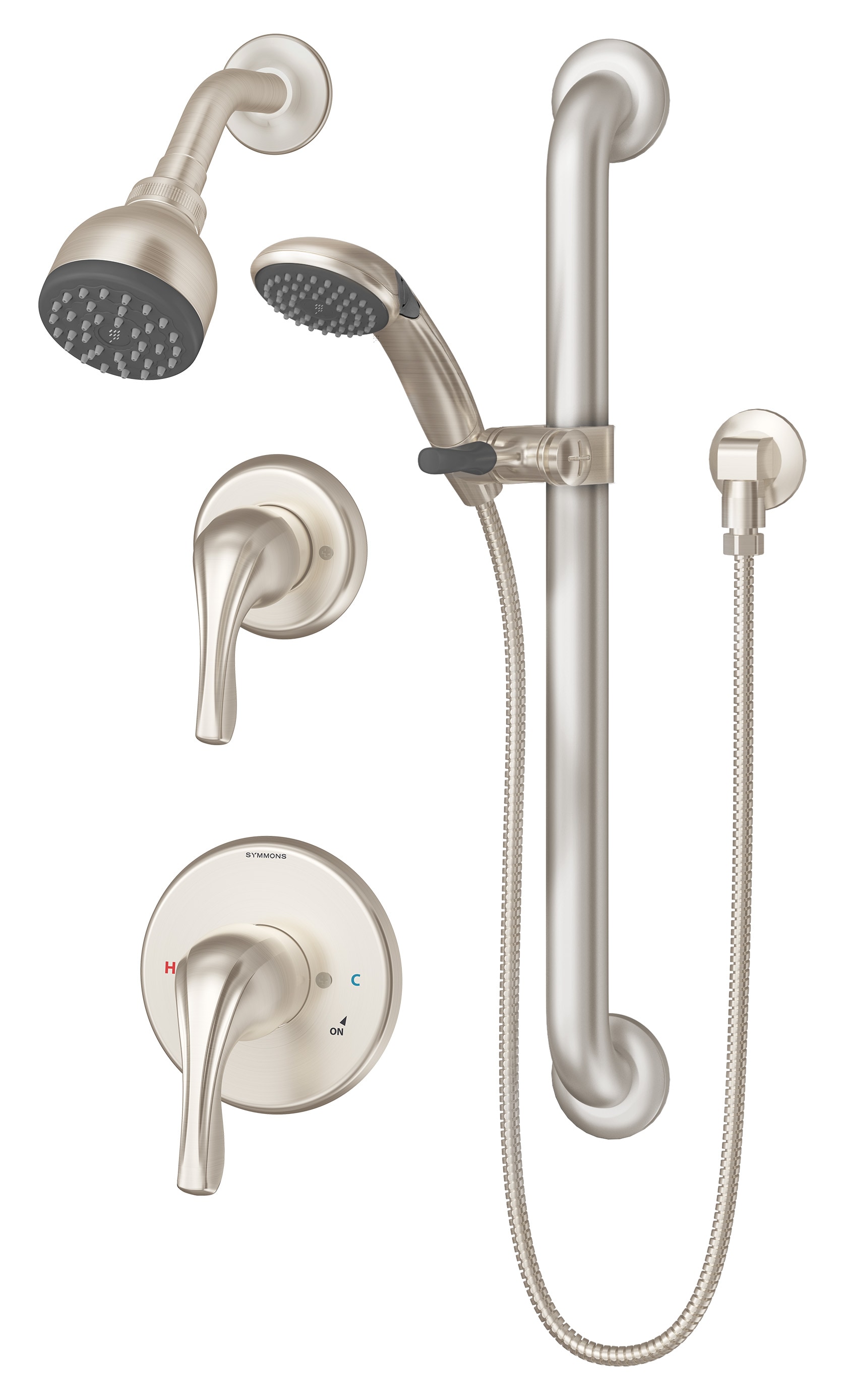 Symmons 9605-PLR-1.5-TRM-STN Origins Satin Nickel 2-handle Single function 2.76-Inches Round Shower Faucet