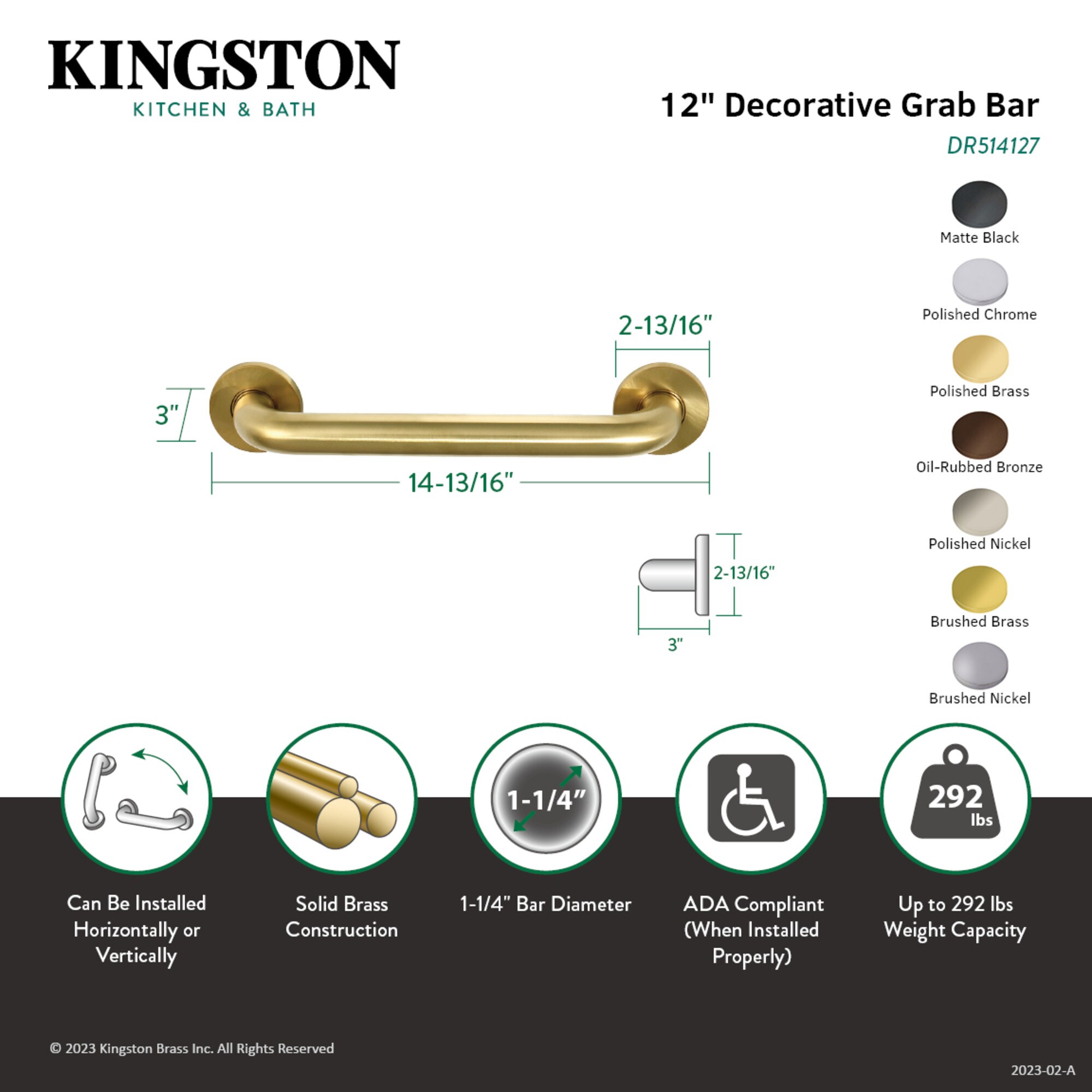 Kingston Brass WLDR514126 Grab-Bars - View #2