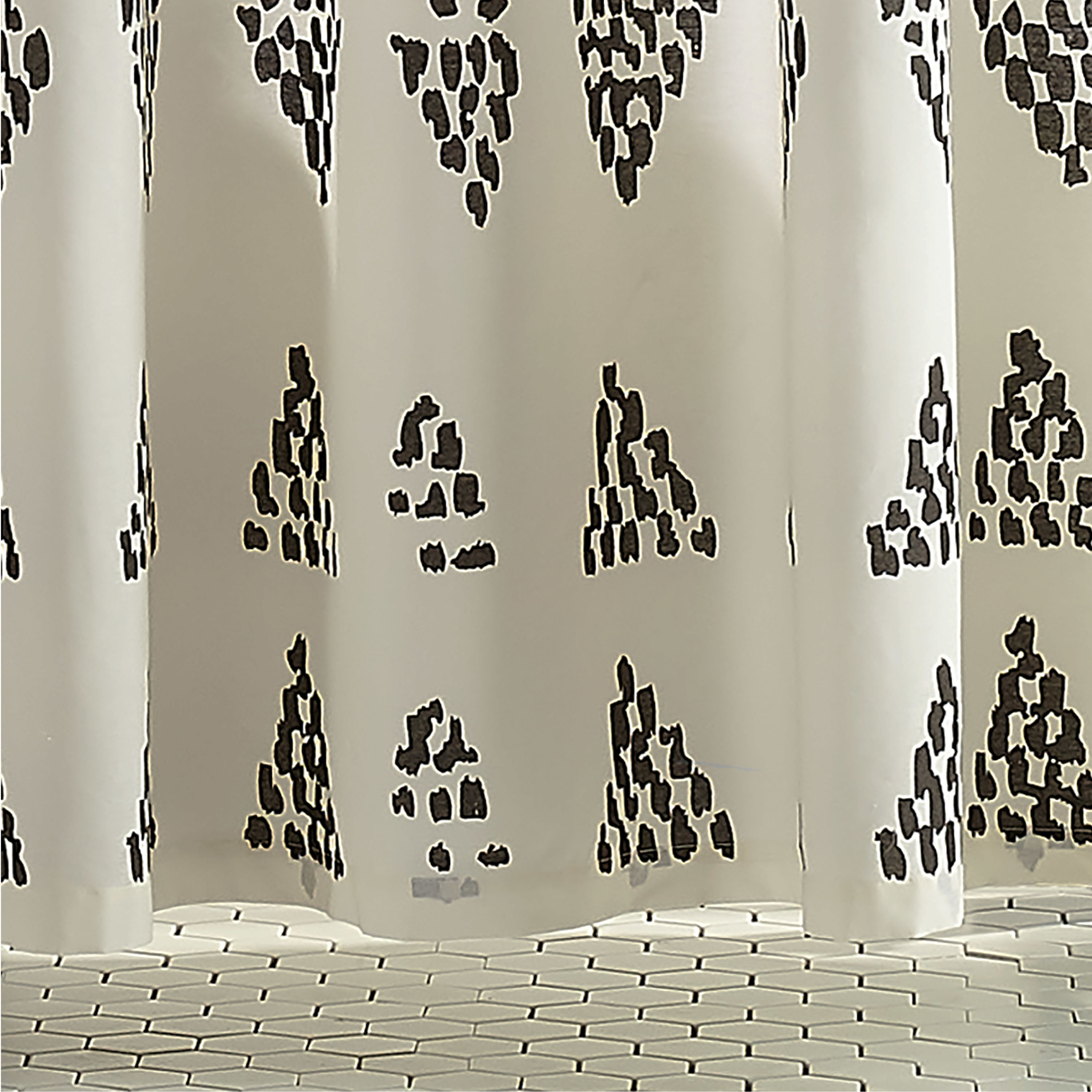 Standard Black and White Cotton Geometric Shower Curtain
