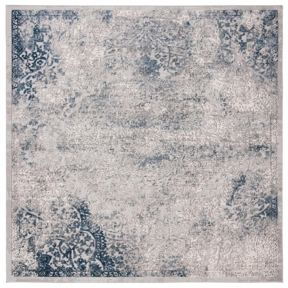 Safavieh INV403M-7SQ Invista Arome 7 x 7 (ft) Loomed Synthetic Gray/Blue Square Indoor Floral/Botanical Oriental Area rug