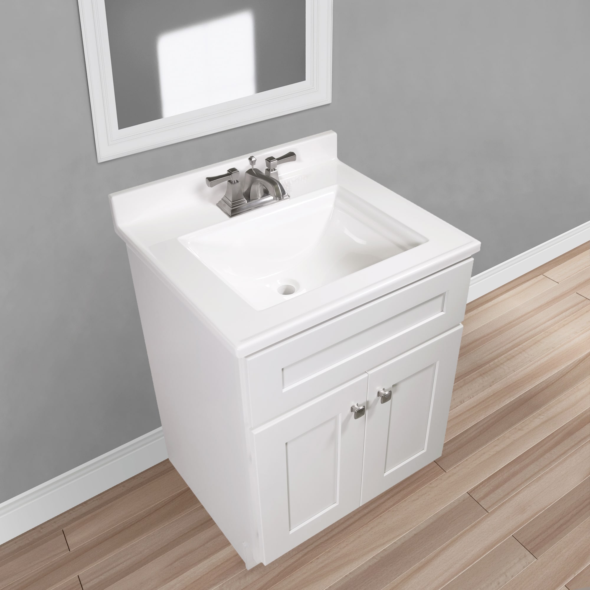 Camilla 25-Inch White Cultured Marble Vanity Top with Backsplash