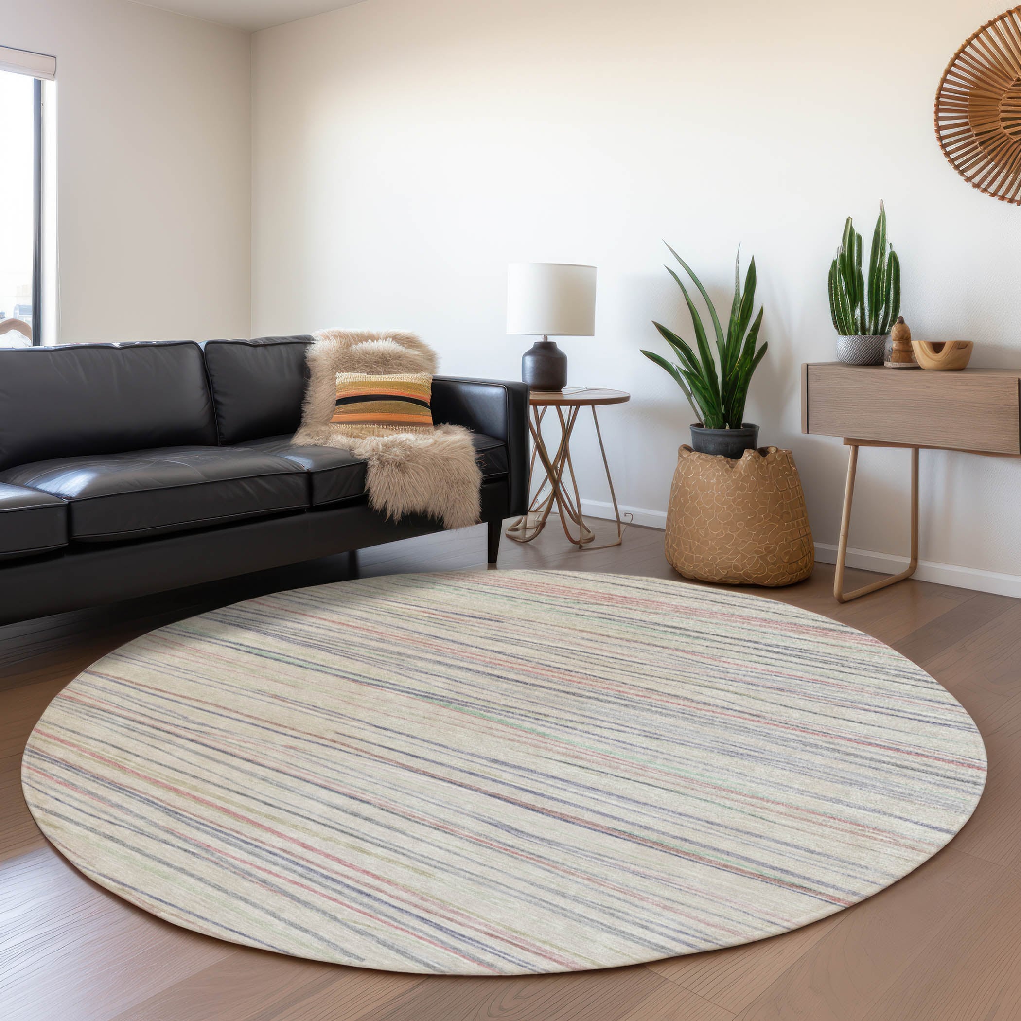 Addison Rugs ACN1603BG8RO Chantille ACN1603BG 8 x 8 (ft) Polyester Beige Round Indoor/Outdoor Geometric Machine washable Area rug