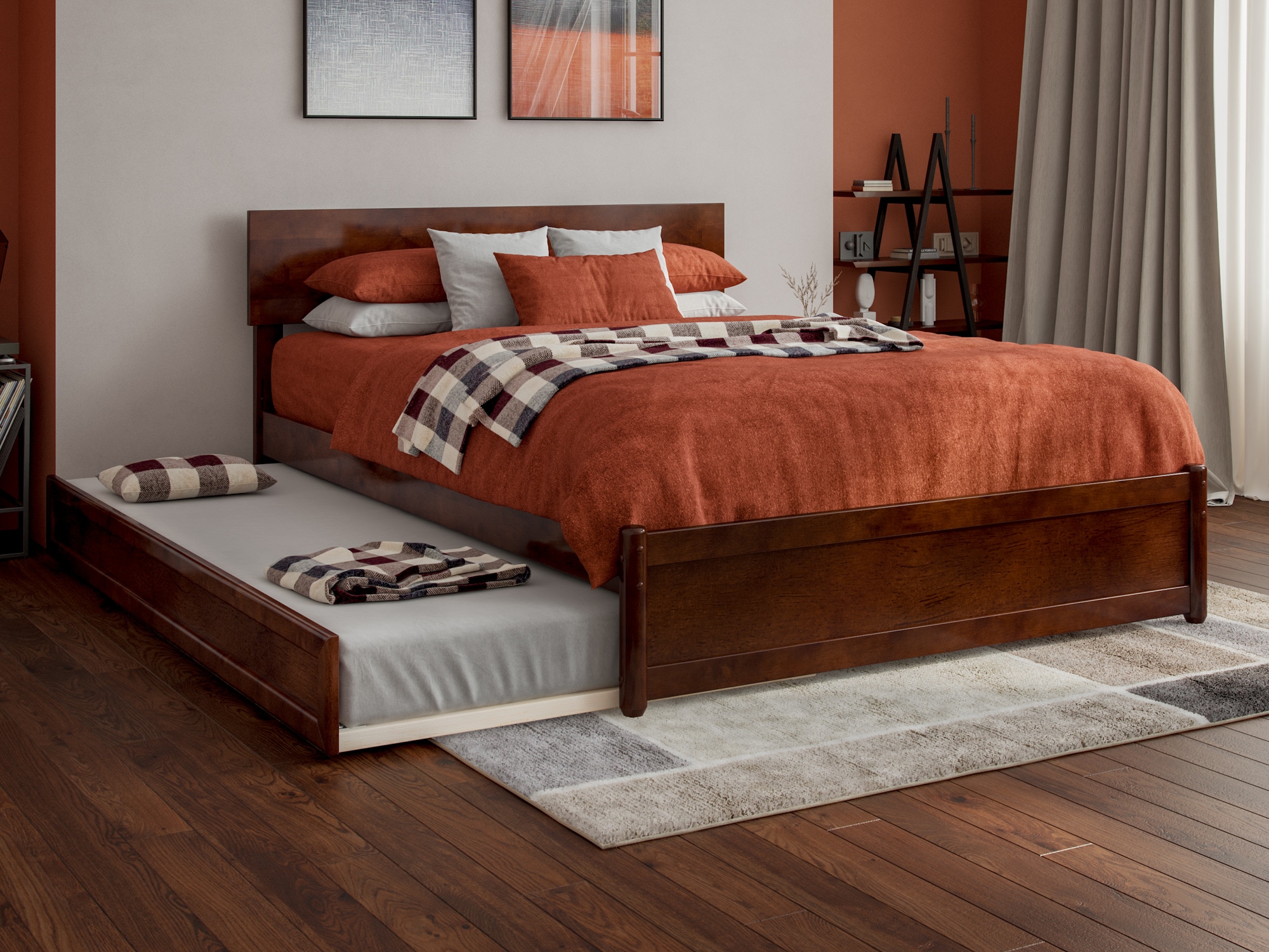 AFI AR8187234 Wesley Walnut Full Wood Trundle Bed