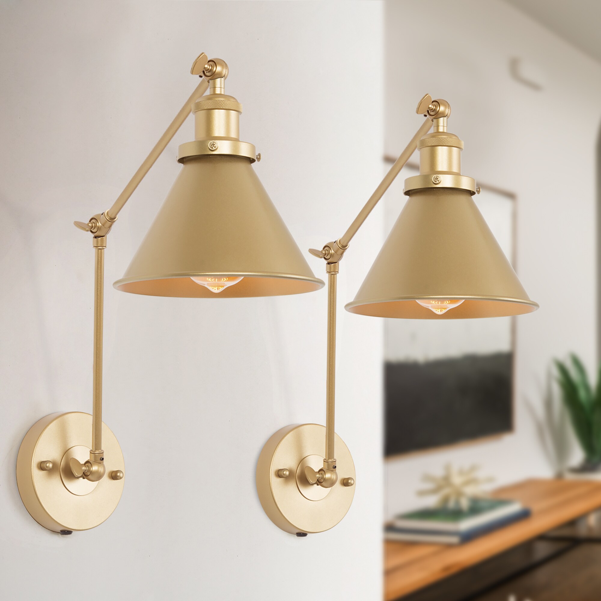 Swing Arm Hardwired Plug in Wall Sconces At Lowes