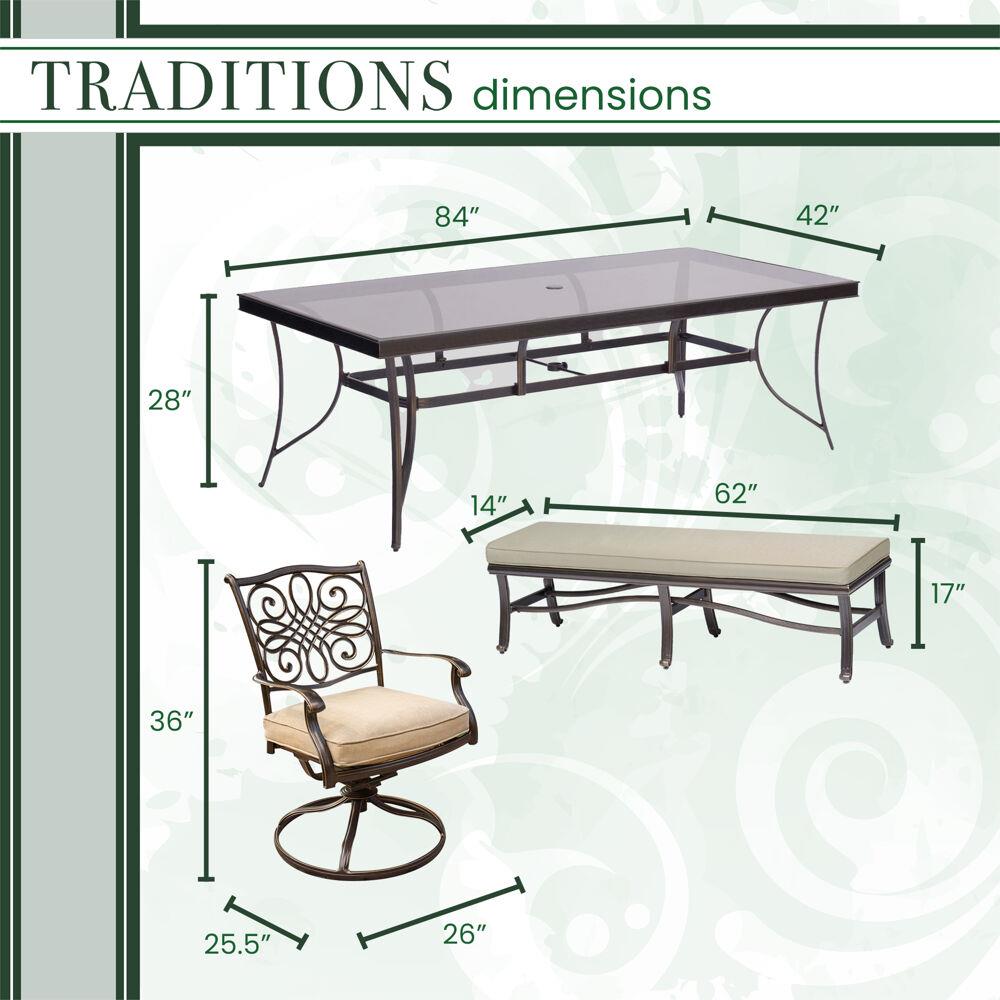Hanover TRADDN5PCSW2GBN-TAN Patio-Dining-Sets - View #3