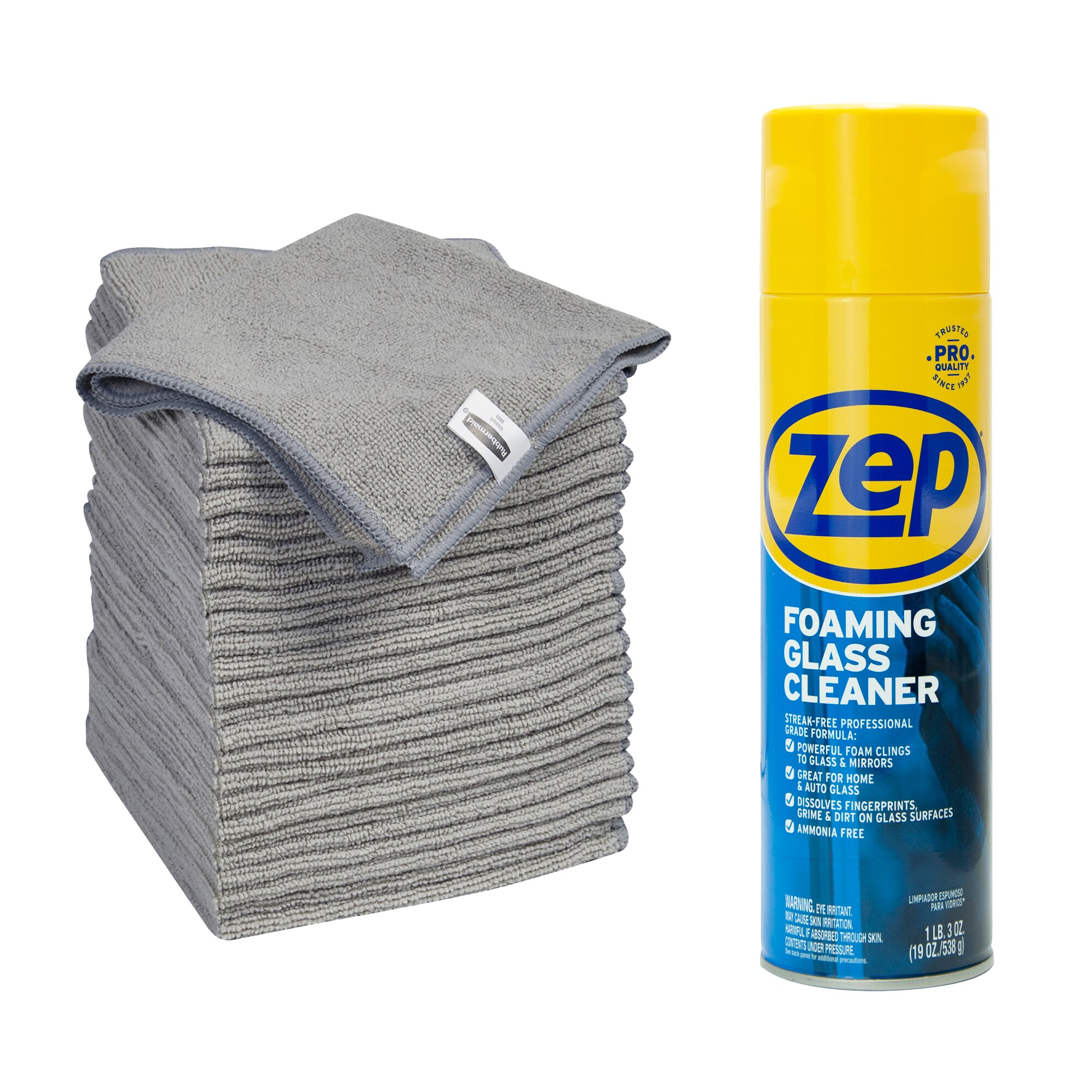 Shop Zep Zep Foaming Glass Cleaner and Rubbermaid Microfiber Cloths (1 ...