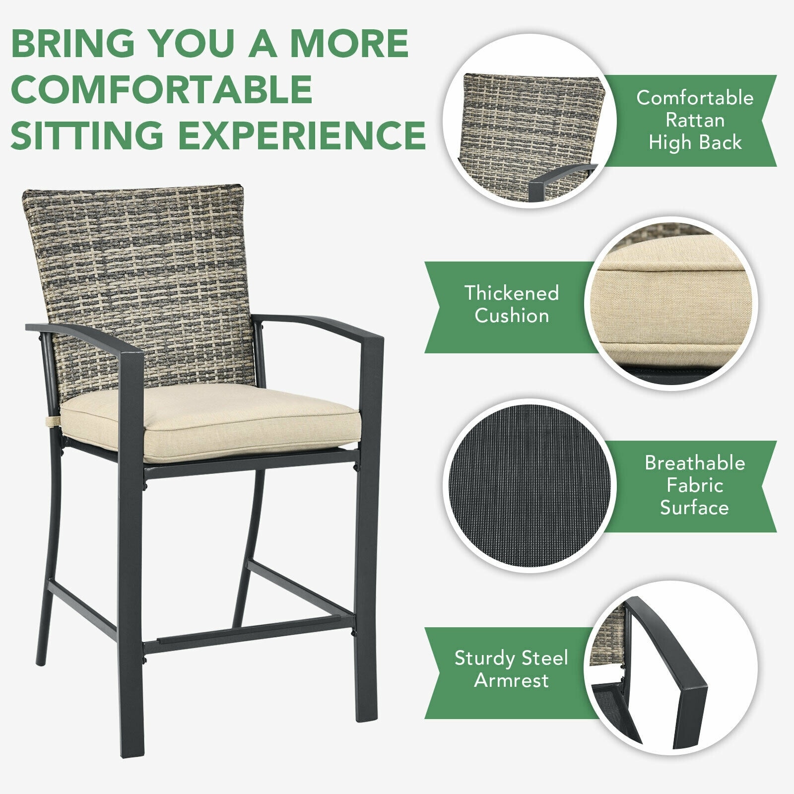 Forclover HYFE-10086GR Patio-Conversation-Sets - View #3