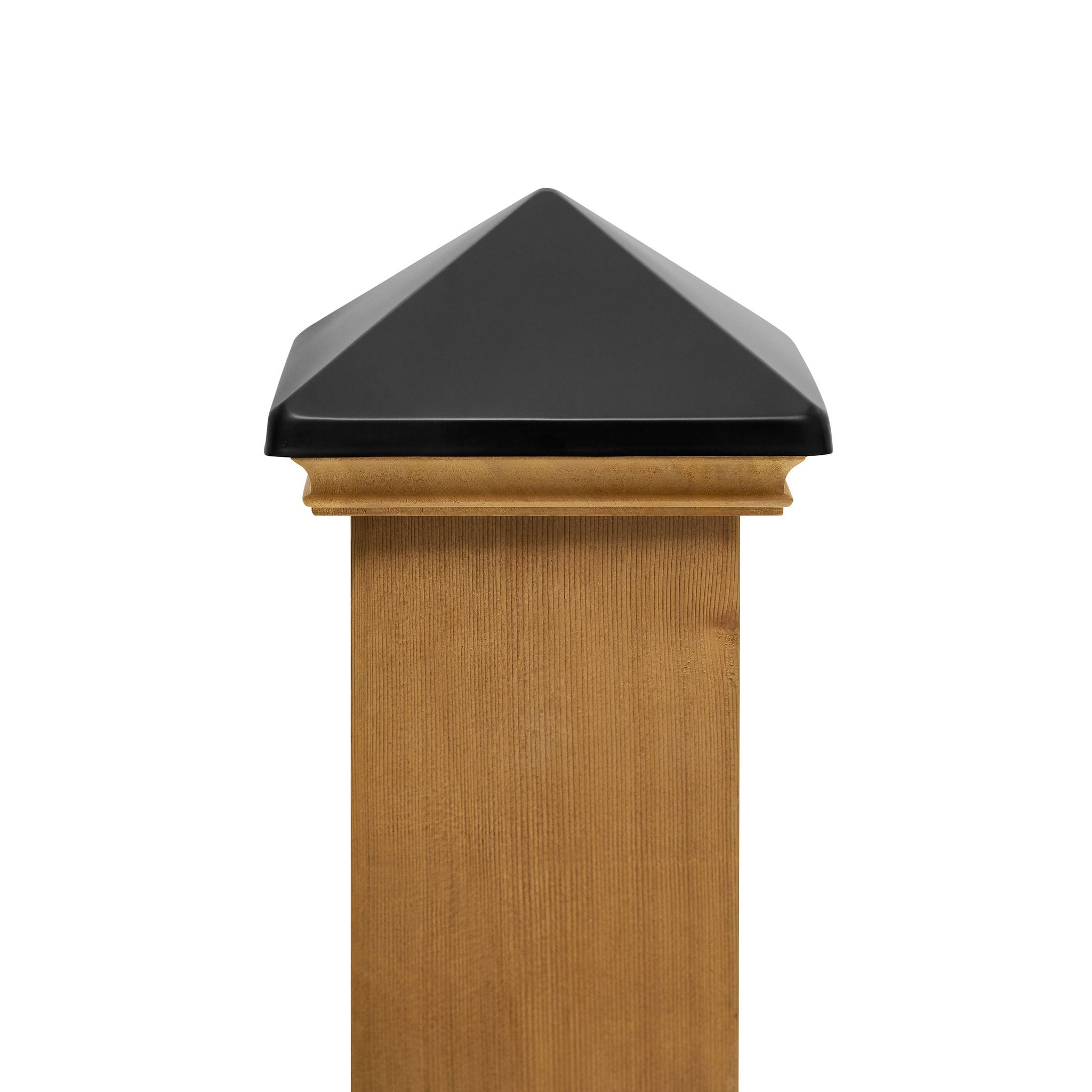 PERMAKAP 6-in x 6-in West Indies with Black Stainless Steel Pyramid Black Stainless Steel Mahogany Deck Post Cap