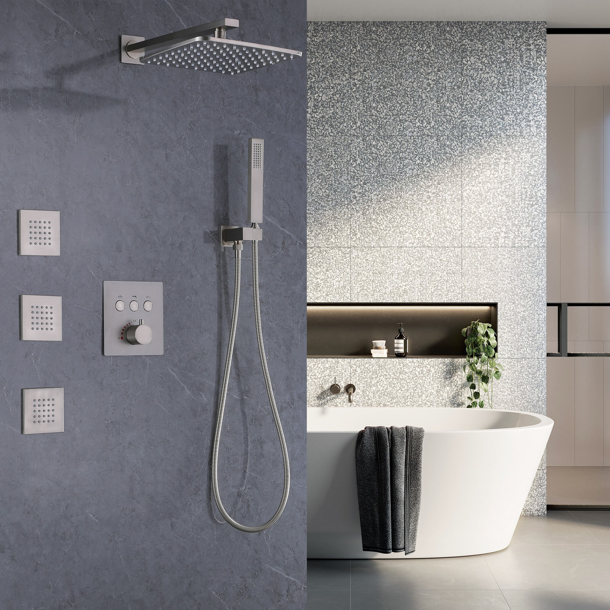 WELLFOR WB-SH018BN Showerhead-Bar-Panels - View #13