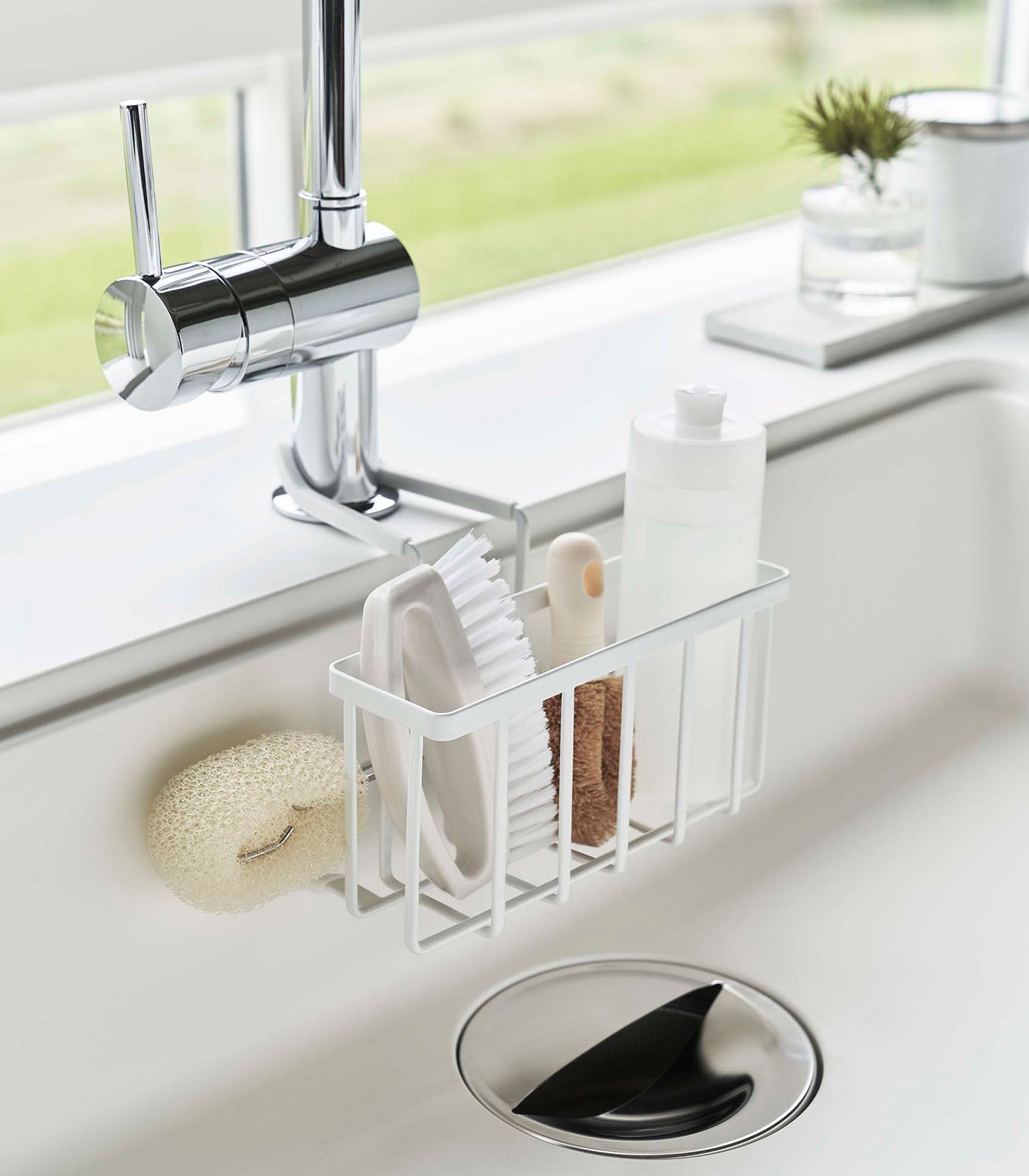 Yamazaki Faucet-Hanging Sponge Caddy - Steel