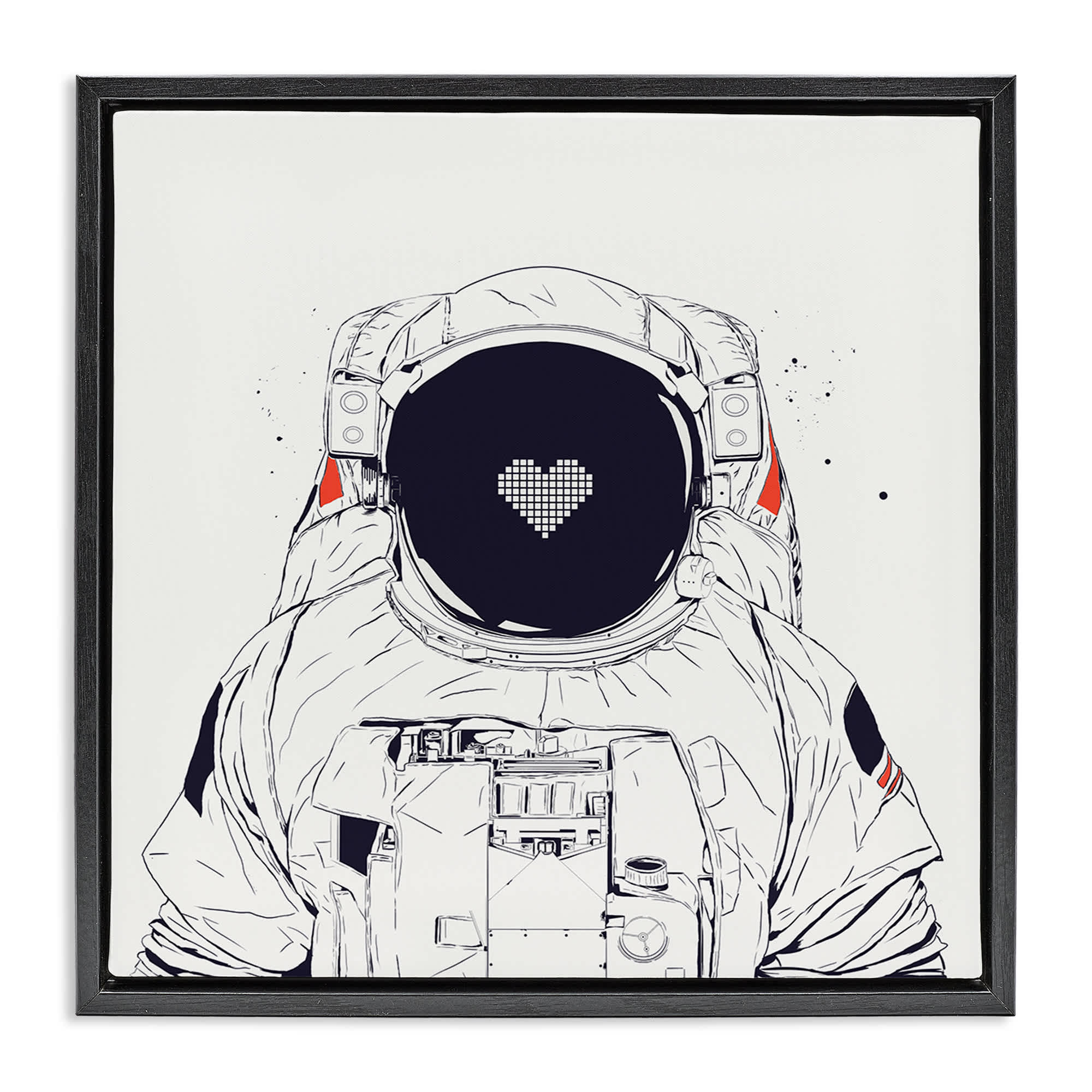 Stupell Industries BS-798-FFB-24X24 Minimal Astronaut with Heart Floating Frame design by Balazs Solti