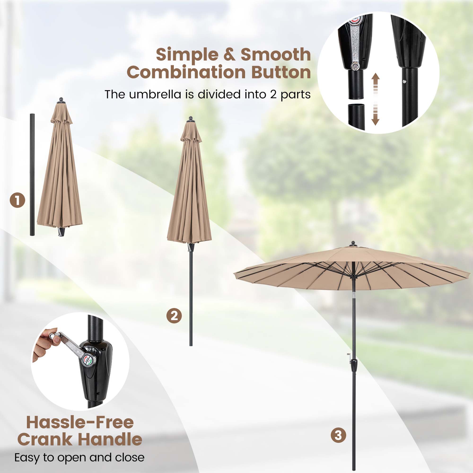 Goplus 9-ft Market Patio Umbrella In The Patio Umbrellas Department At 