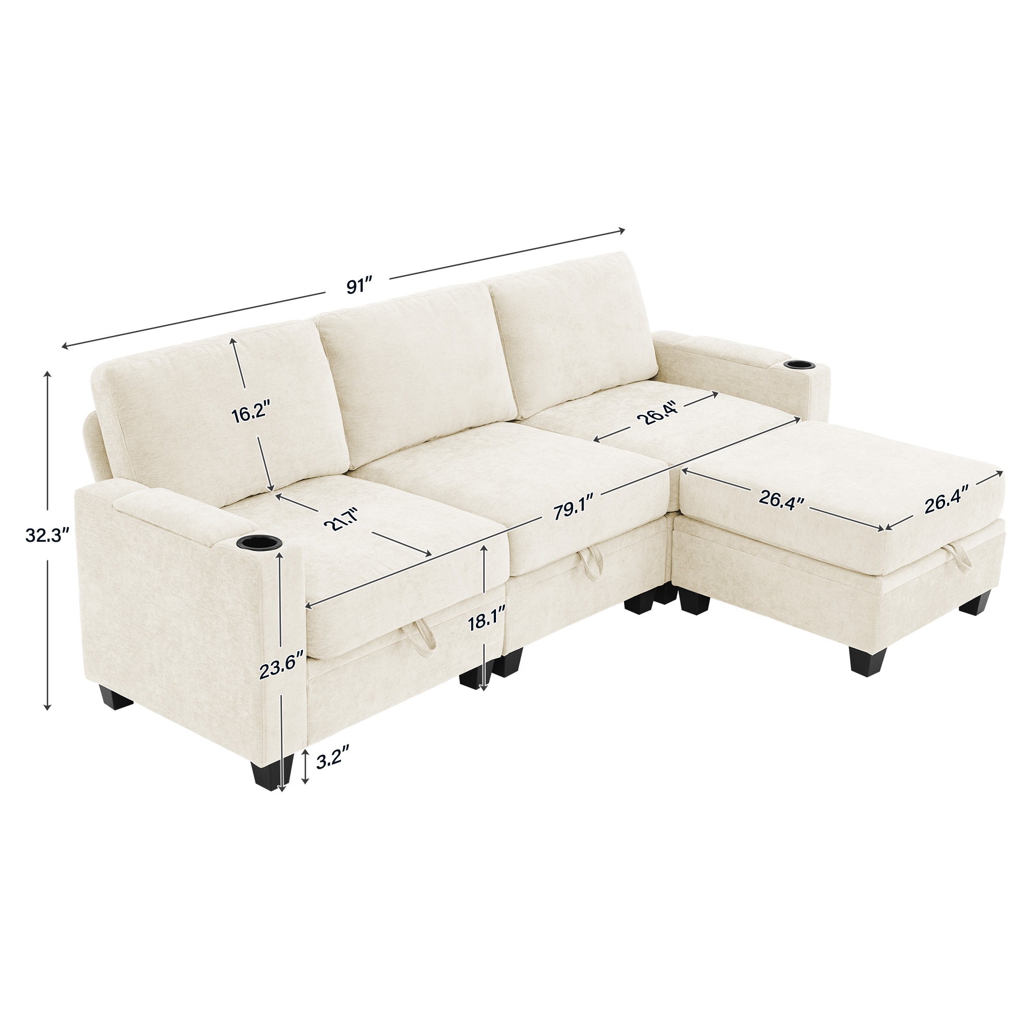 VOUA SAF-XNECW3-BE1 Sofas-Loveseats - View #8