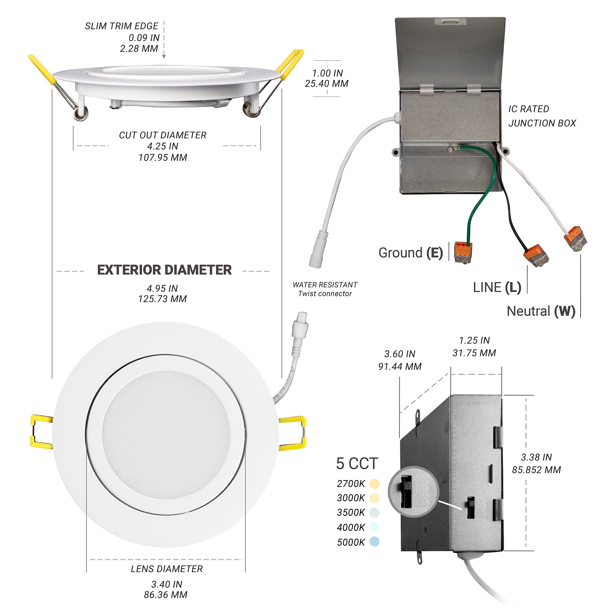 NuWatt 4" White Aluminum Dimmable LED Recessed Light Kit, Energy Star