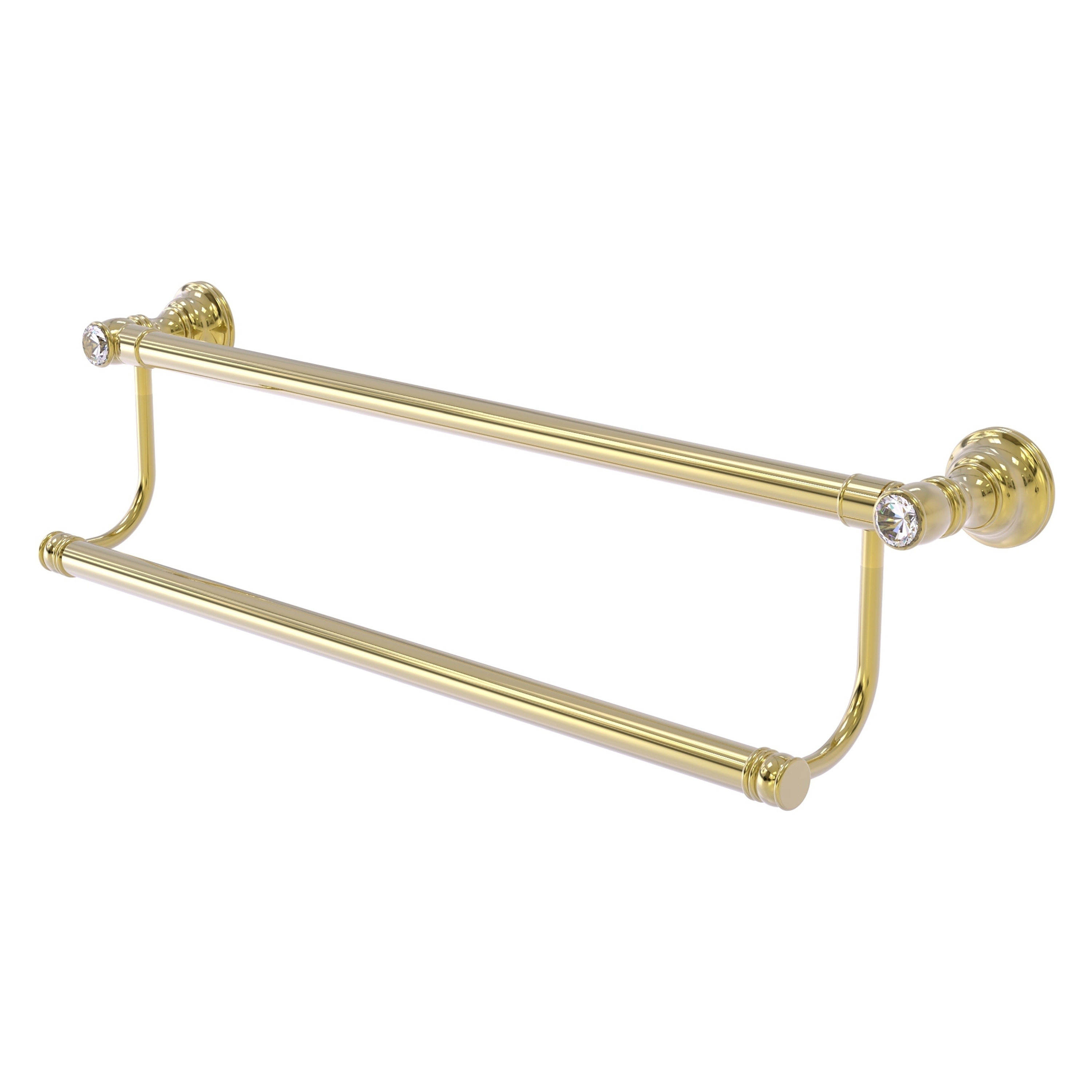 Allied Brass CC-72-24-UNL Carolina Crystal 24-in double Unlacquered Brass Wall mount Double Towel Bar