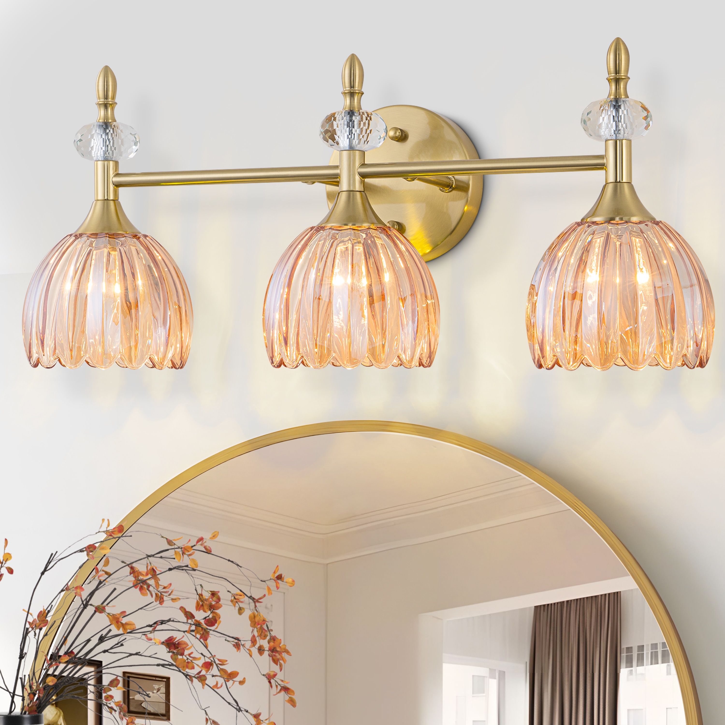 GoYeel 20.1-in 3 Light Gold Modern/contemporary Bathroom Vanity light