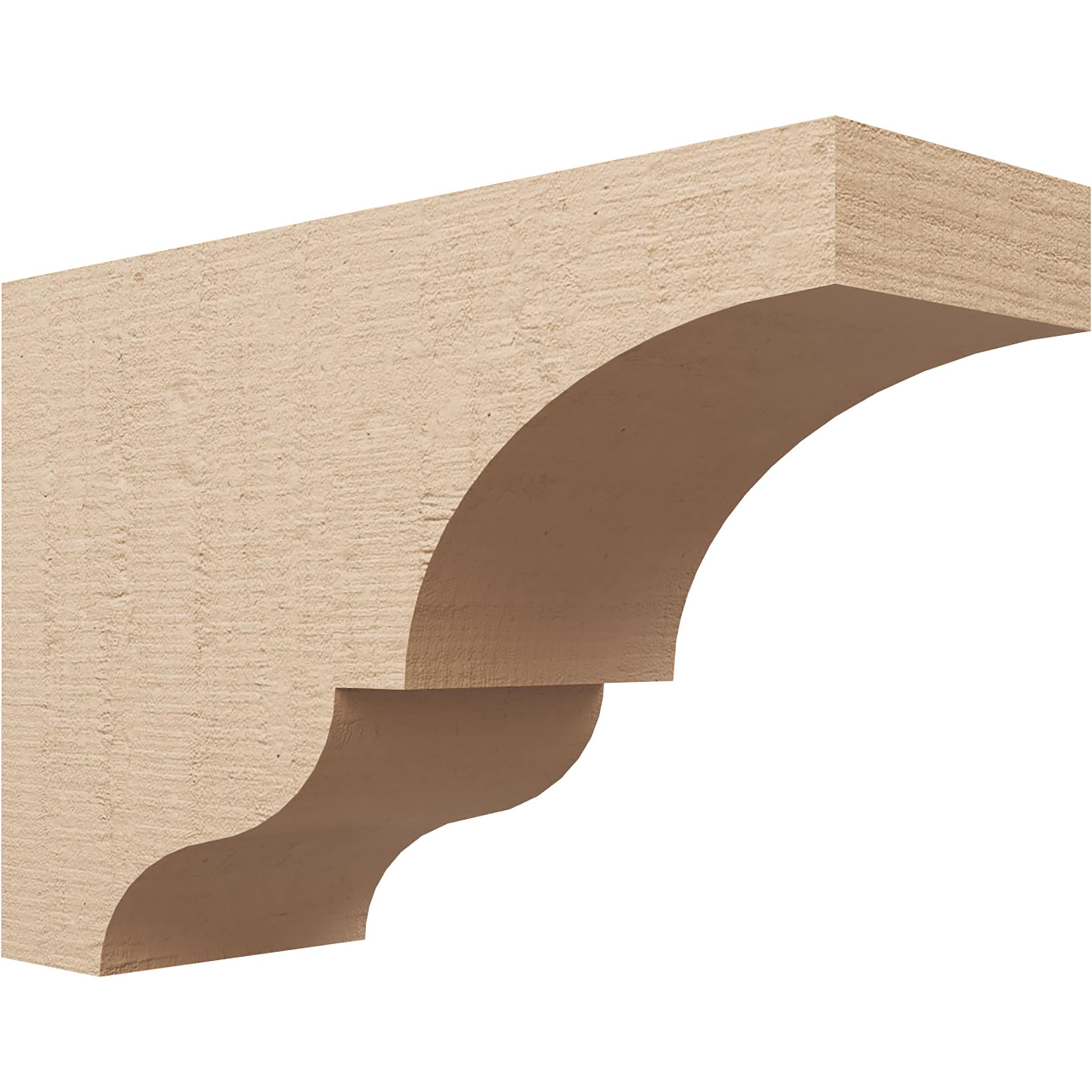 Ekena Millwork CORU08X24X16ASHRCPR 8-in x 24-in x 16-in Rough Cedar Woodgrain TimberThane Primed Urethane Paintable/Stainable Corbel