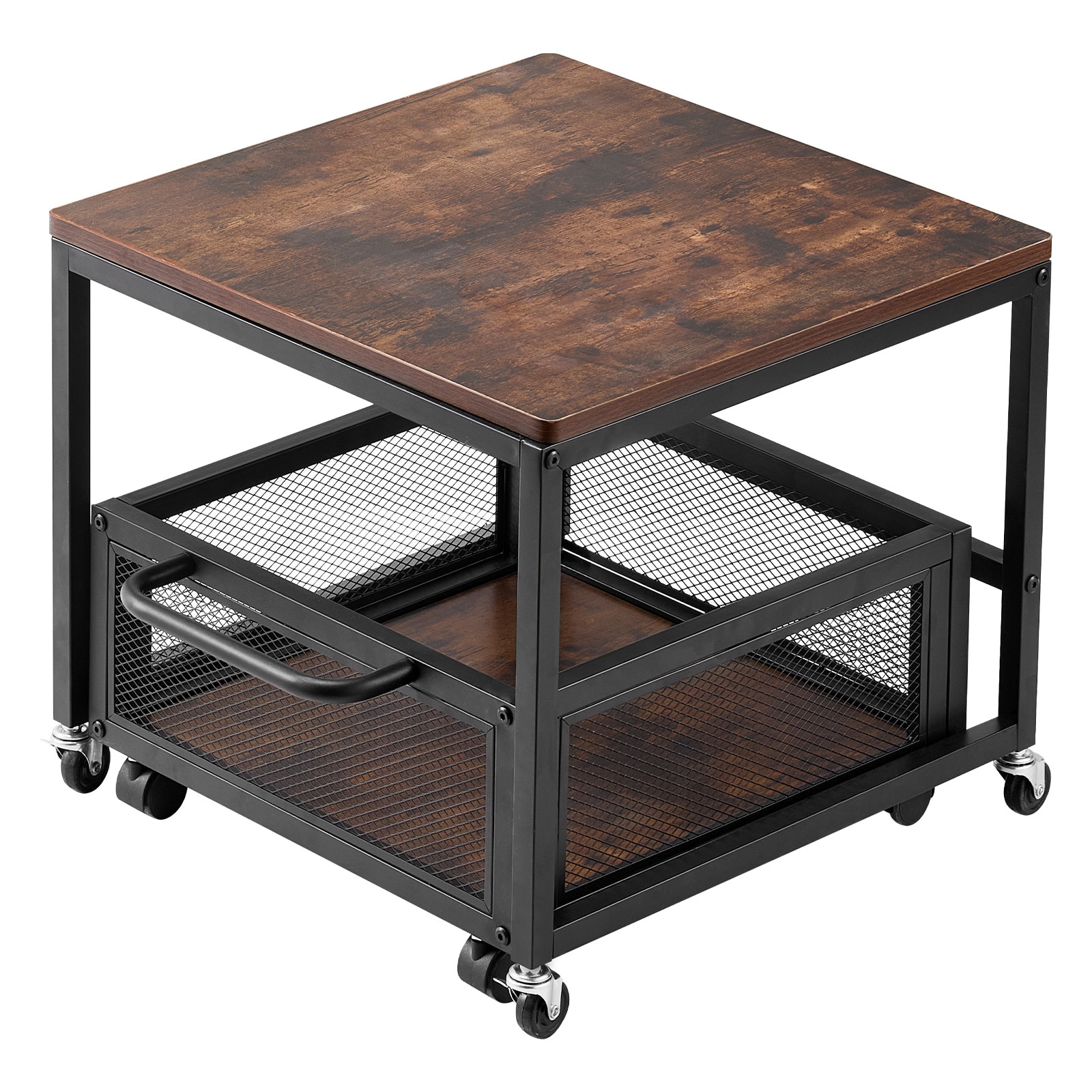 VEVOR SCDTCKMNBXZJ06606V0 Mini Fridge Stand with Storage 198 lbs Mini Fridge Table with Movable Storage Cart and Swivel Wheels Beverage Refrigerator Stand for Coffee Bar Mini Fridge Organizer for Home Dorm Dark Brown