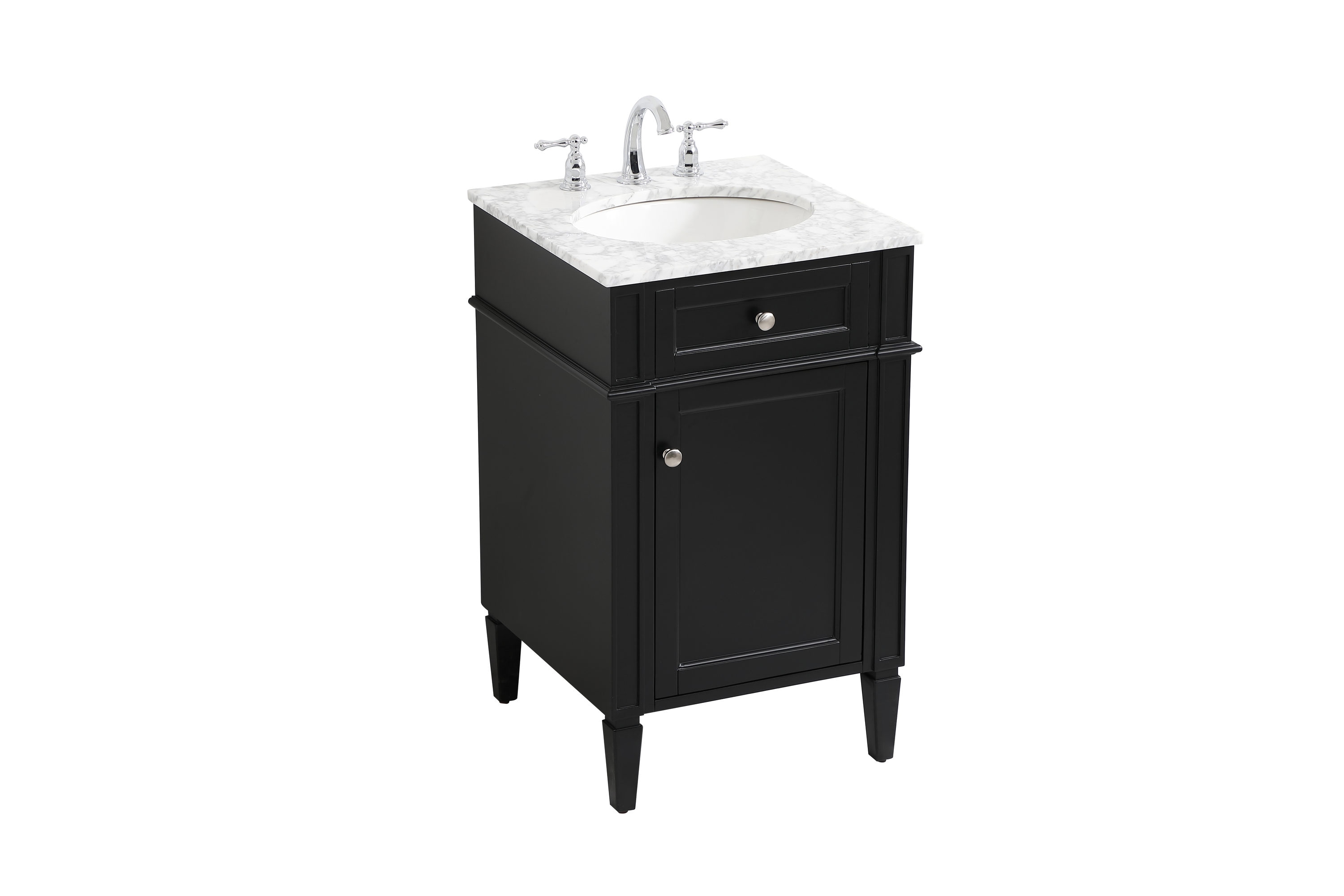 Black Marble Top Single Sink Vanity with Porcelain Basin