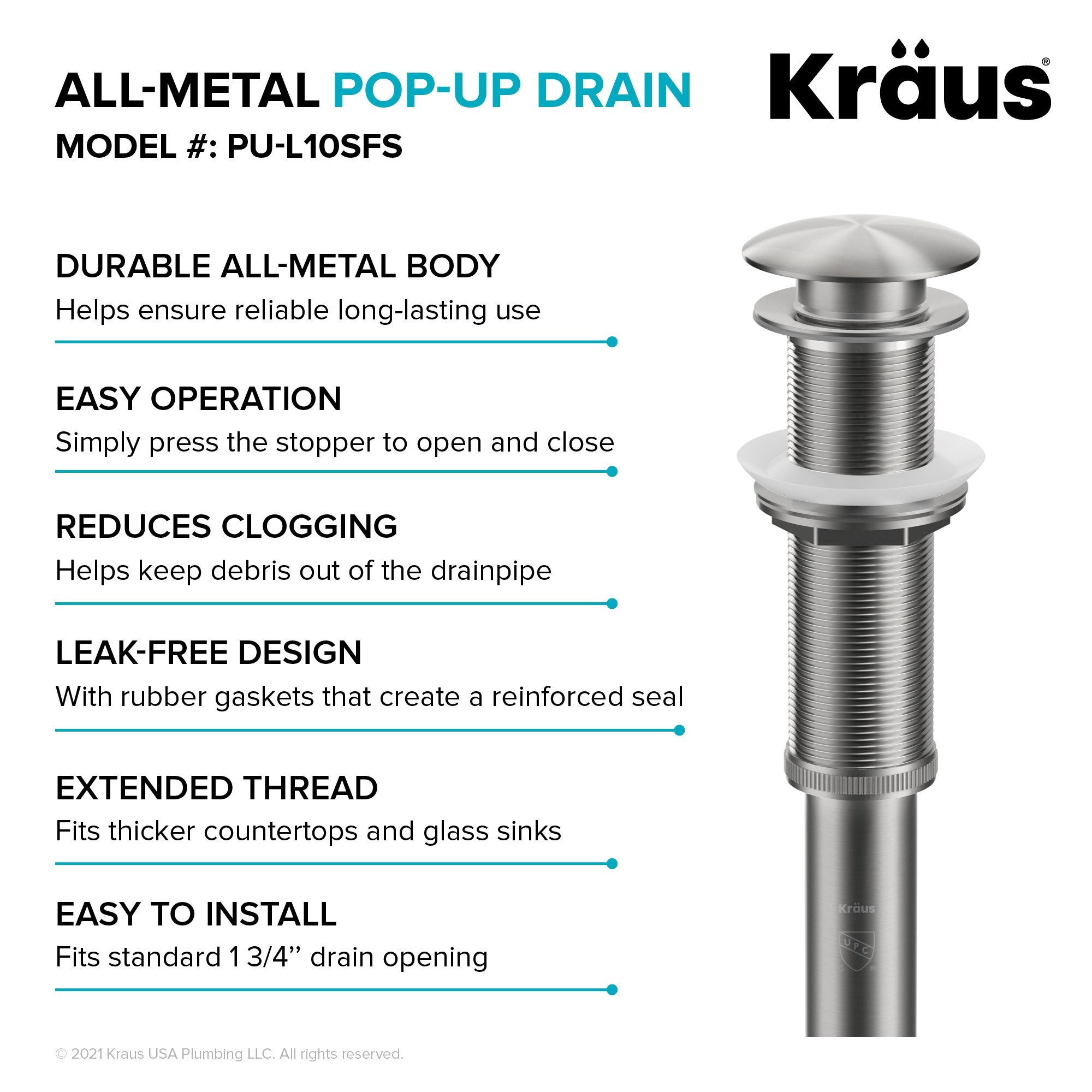 Kraus PU-L10SFS Popup-Drains-Accessories - View #5