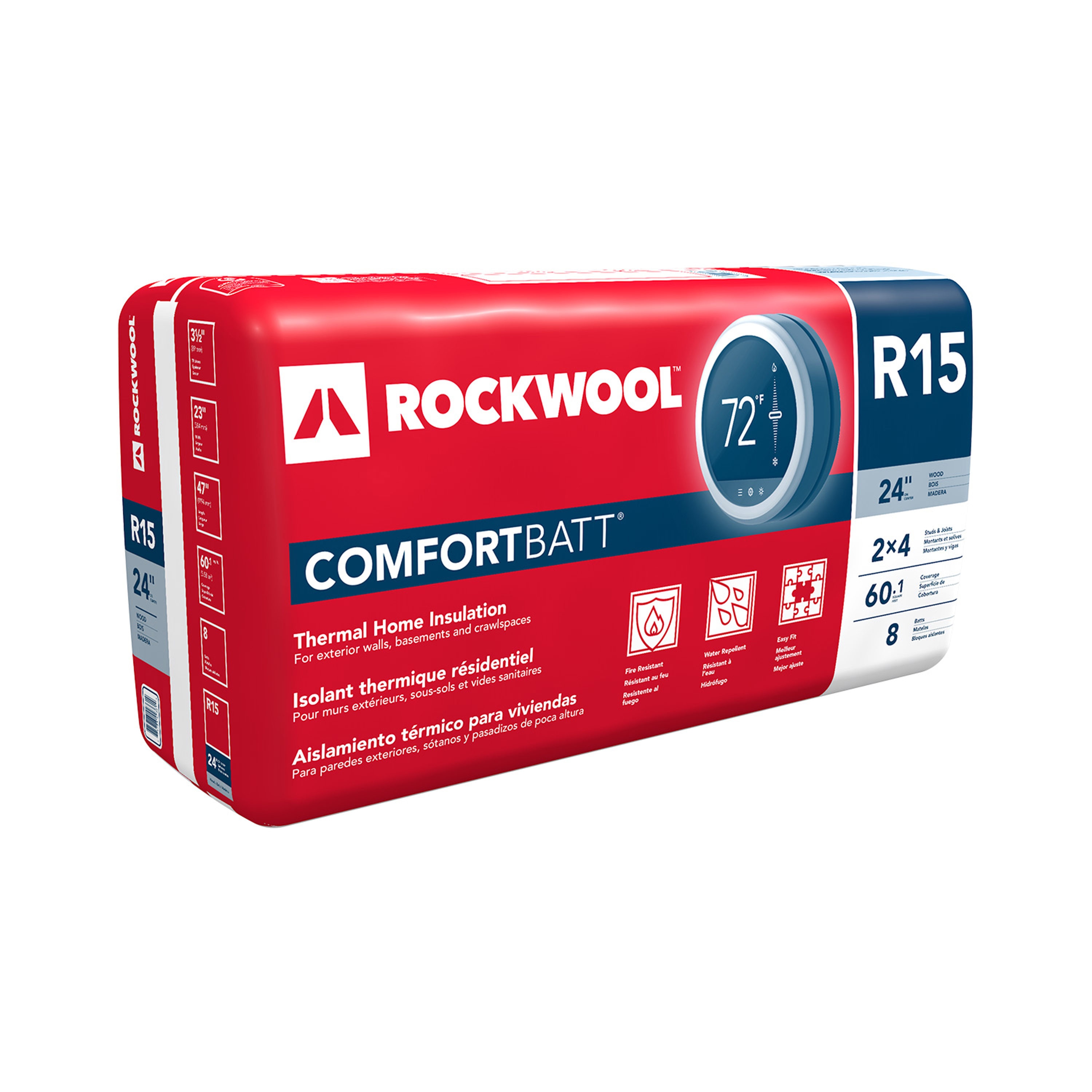 ROCKWOOL COMFORTBATT R- 15 Attic Wall 59.7-sq ft Unfaced Stone