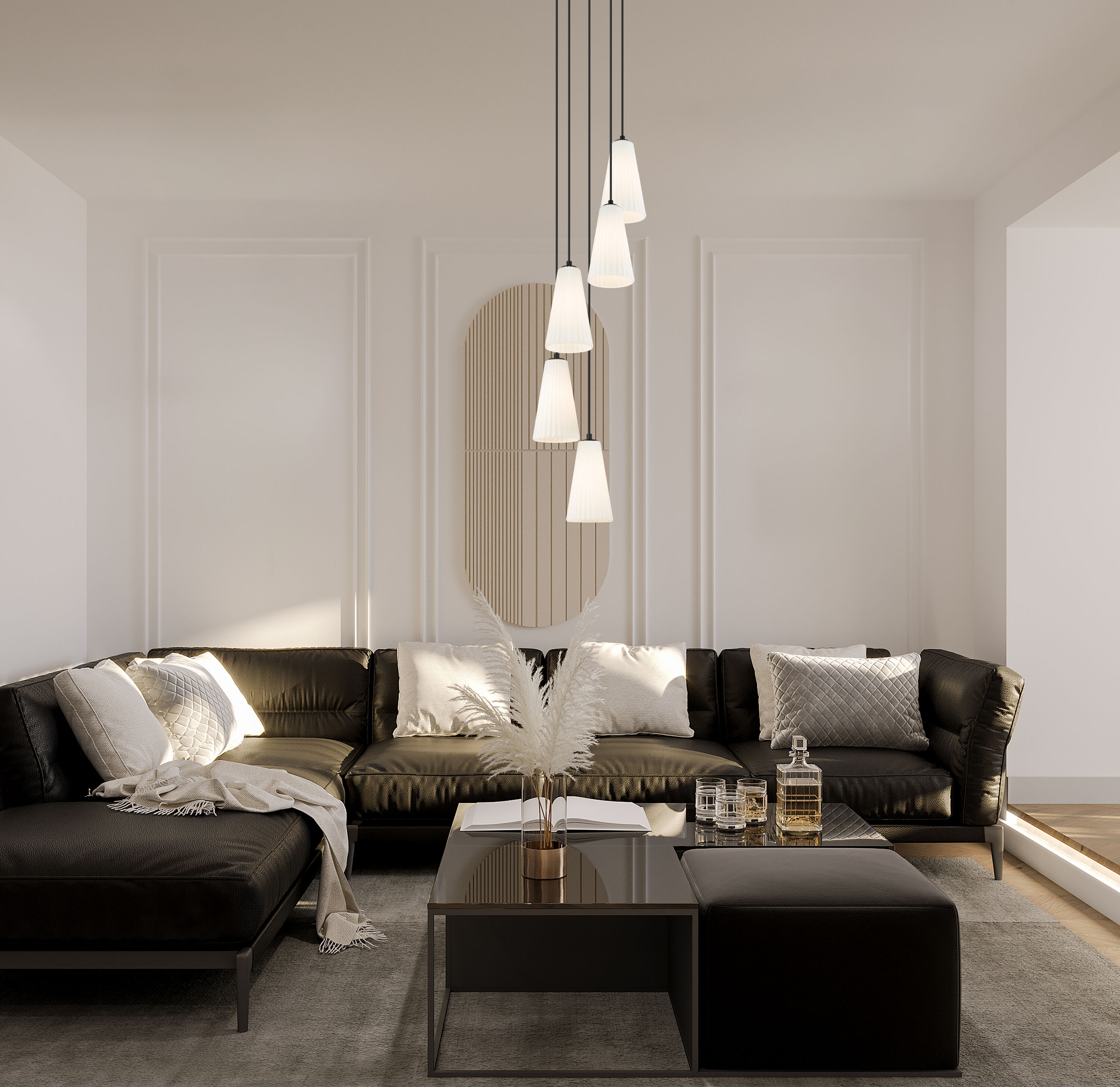 Z-Lite 3043P6-5R-MB Farrell 5 -Light Matte Black Transitional For Use in Bedrooms, Dining Rooms, Foyers, Kitchens, Living Rooms Chandelier
