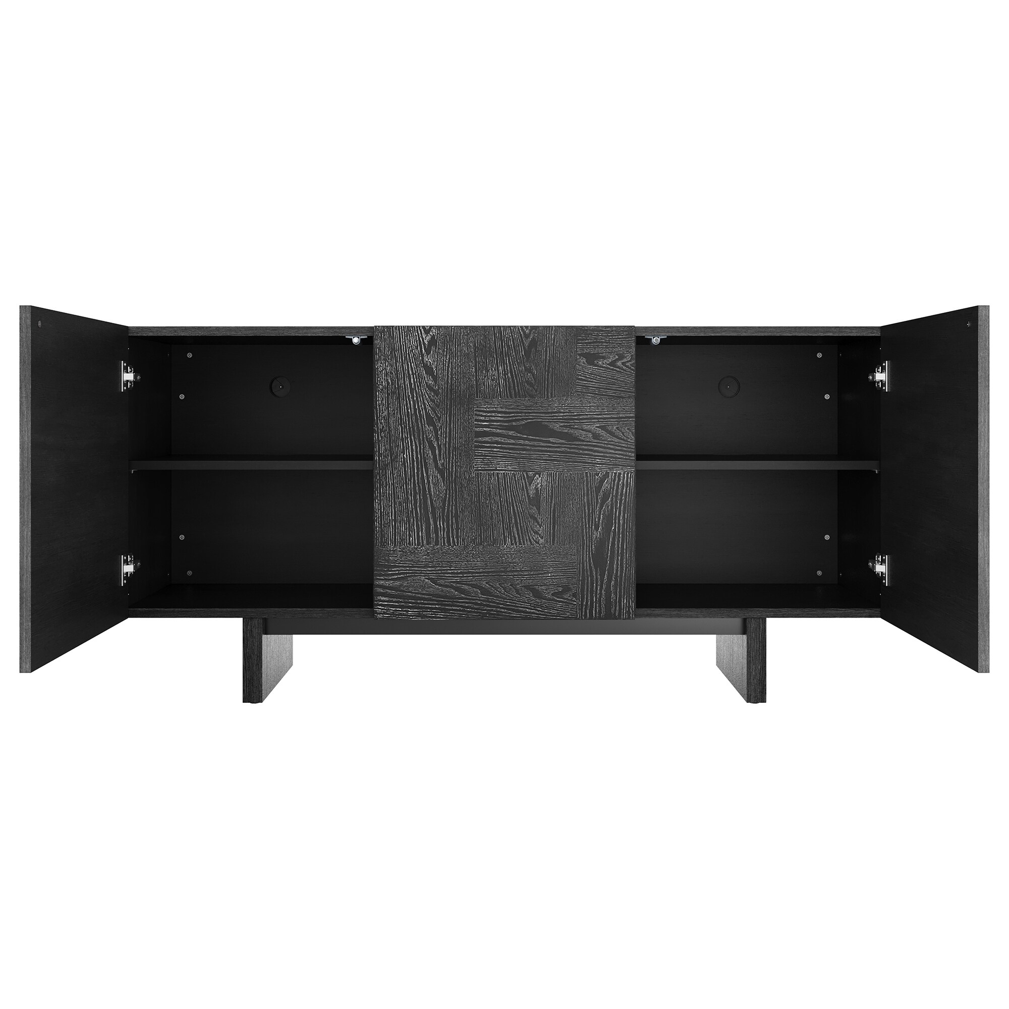 Clihome Modern/Contemporary Black Tv Cabinet (Accommodates TVs up to 65-in)