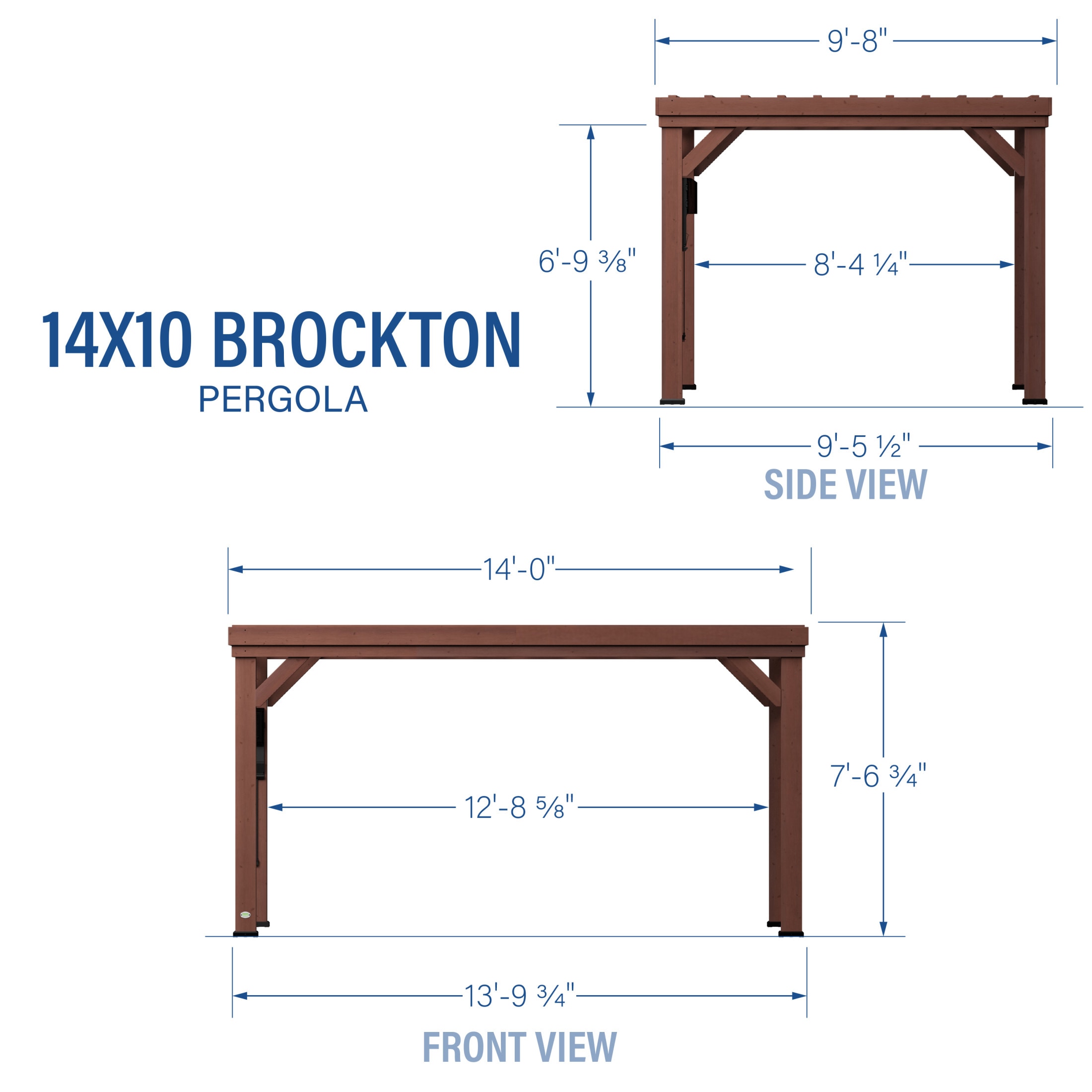 Brockton 14' x 10' Cedar Wood Pergola with PowerPort