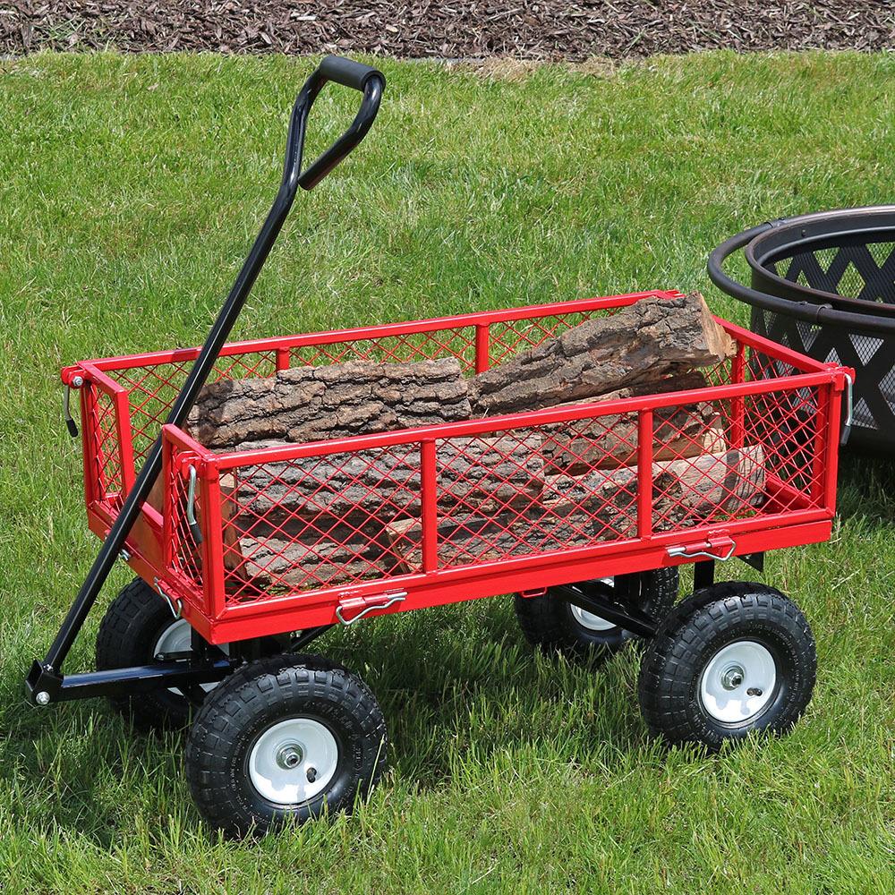 Sunnydaze Decor 4-cu ft Steel Yard Cart in the Yard Carts department at ...