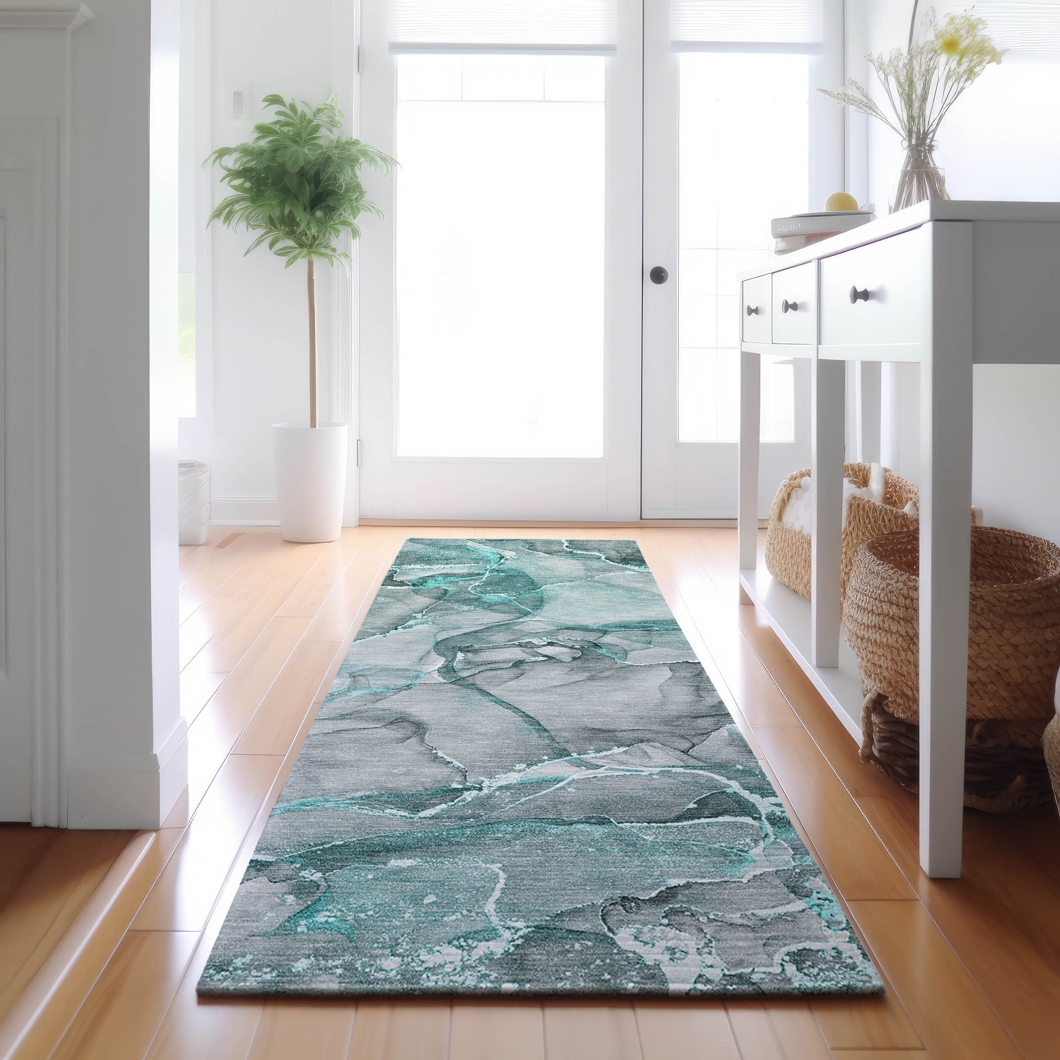 Addison Rugs AMF517BU2X8 Mayfield AMF517BU 2 x 7 (ft) Loomed Polyester Blue Rectangular Indoor Abstract Machine washable Area rug