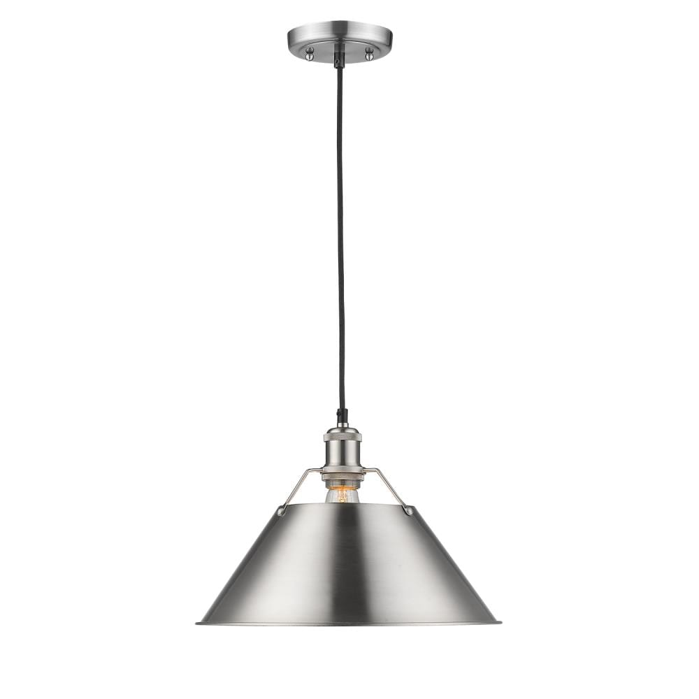 Golden Lighting 3306-L PW-PW Orwell Pewter Industrial Cone Medium Hanging Pendant light