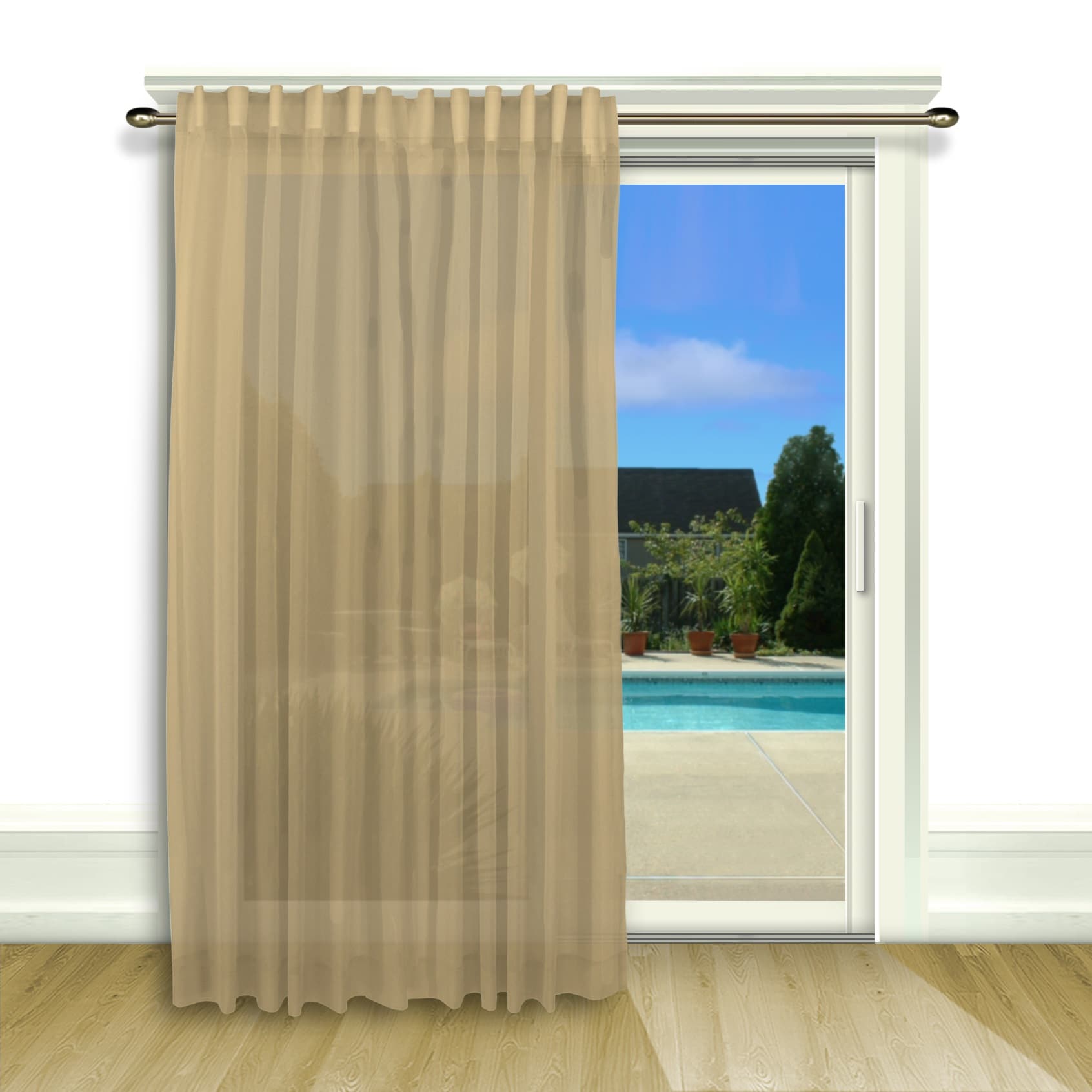 Ricardo Trading 02900-57-484-77 84-Inches Linen Semi-sheer Back tab Single curtain panel