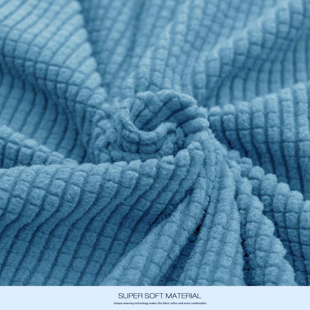 Subrtex Textured grid Denim Blue Jacquard Ottoman Slipcover 45.7-in W x ...