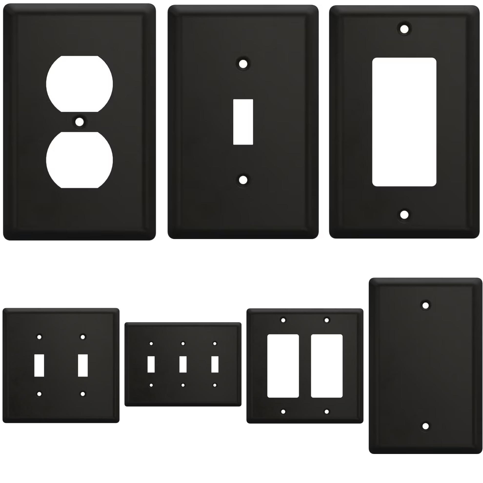 allen + roth allen + roth Simple Square Matte Black Wall Plate Collection