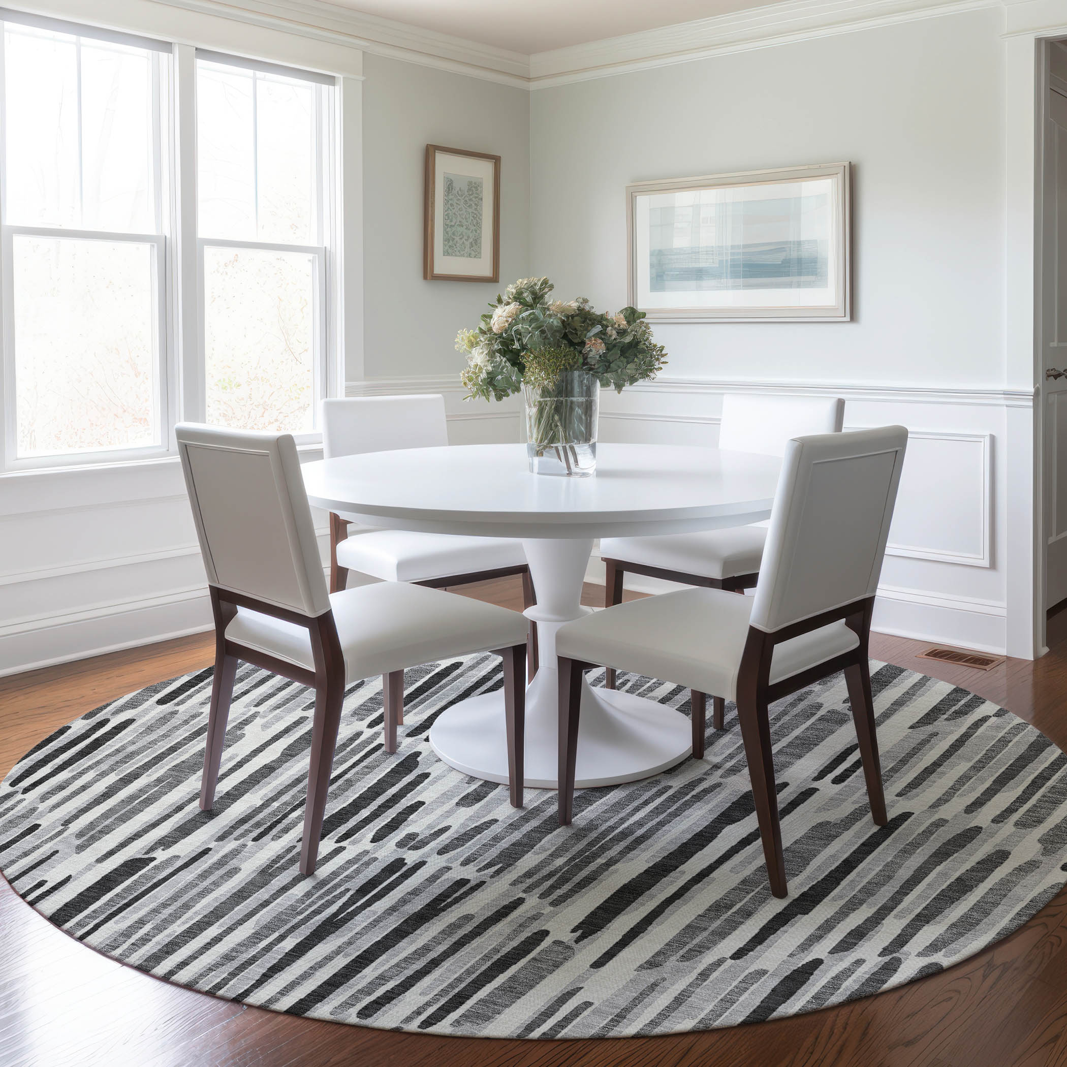 Addison Rugs ACN739GY8RO Chantille ACN739GY 8 x 8 (ft) Polyester Gray Round Indoor/Outdoor Geometric Machine washable Area rug