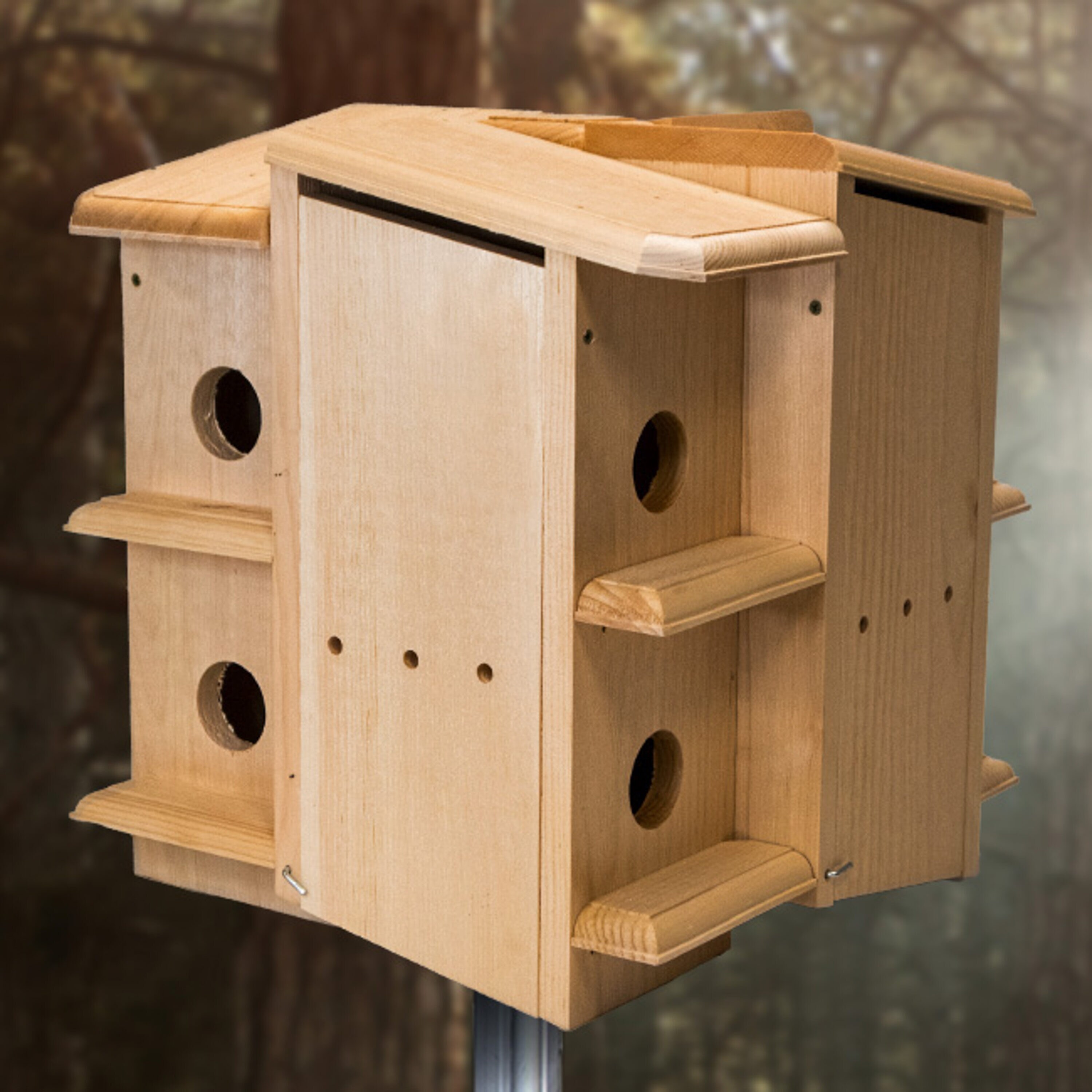 Coveside Conservation COV-10090 17.5-in H Natural Wood Chickadees Bird house accessories Predator Proof Bird House