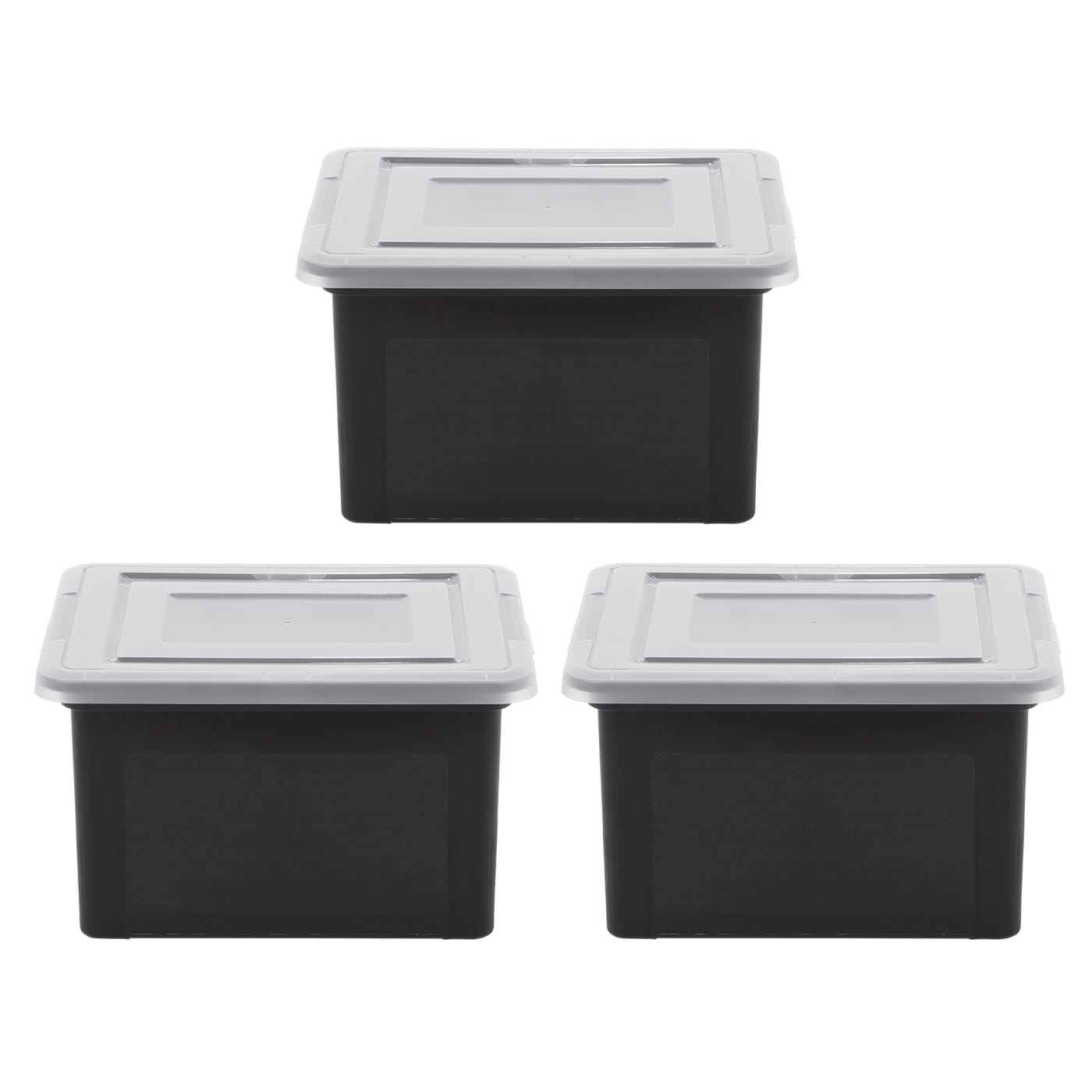 IRIS USA, Clear Lidded Dual Purpose Letter and Legal Size Plastic File Box,  4 Pack