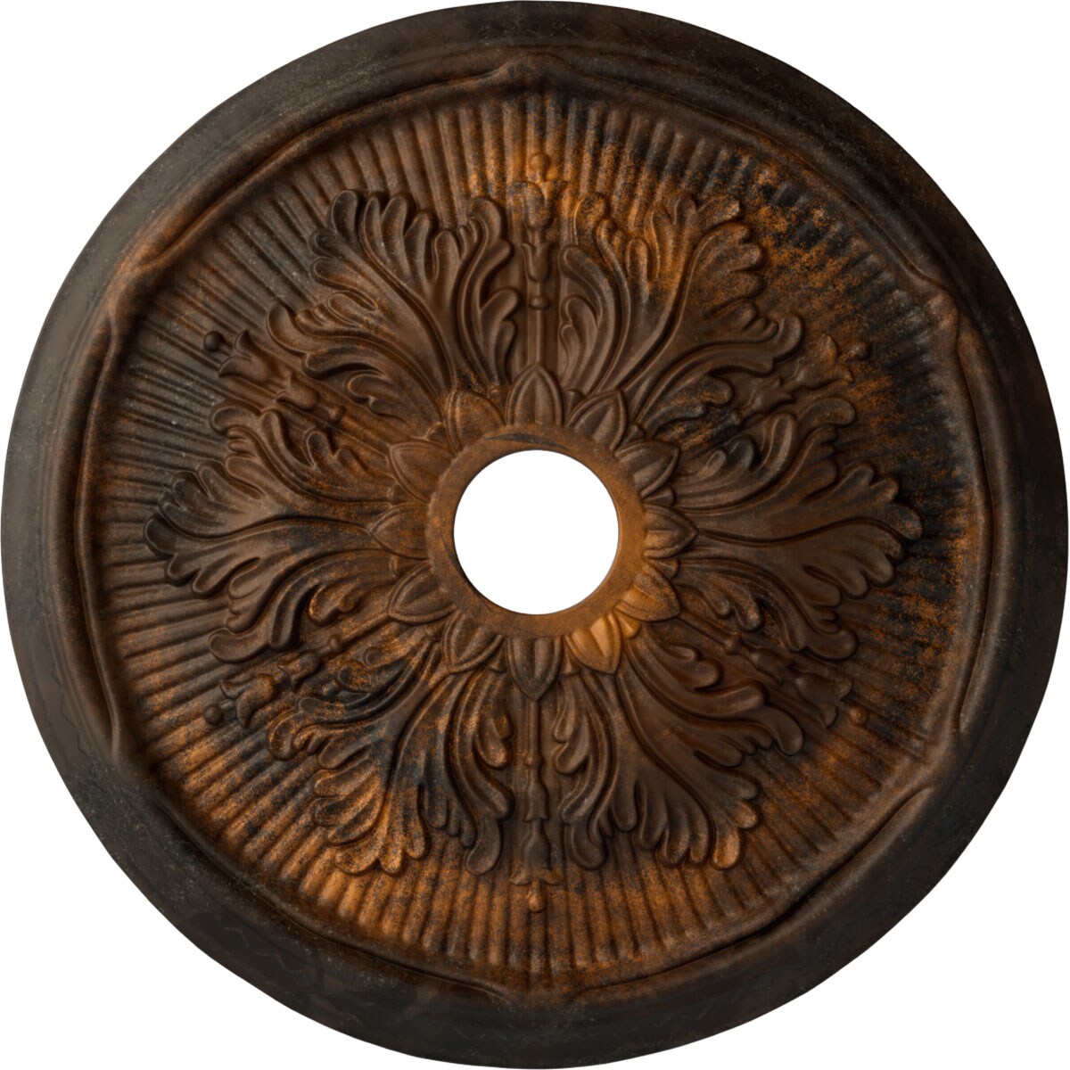 Ekena Millwork CM23LURUS Luton Leaf 23.75-in W x 23.75-in L Painted Rust Polyurethane Whole Ceiling Medallion