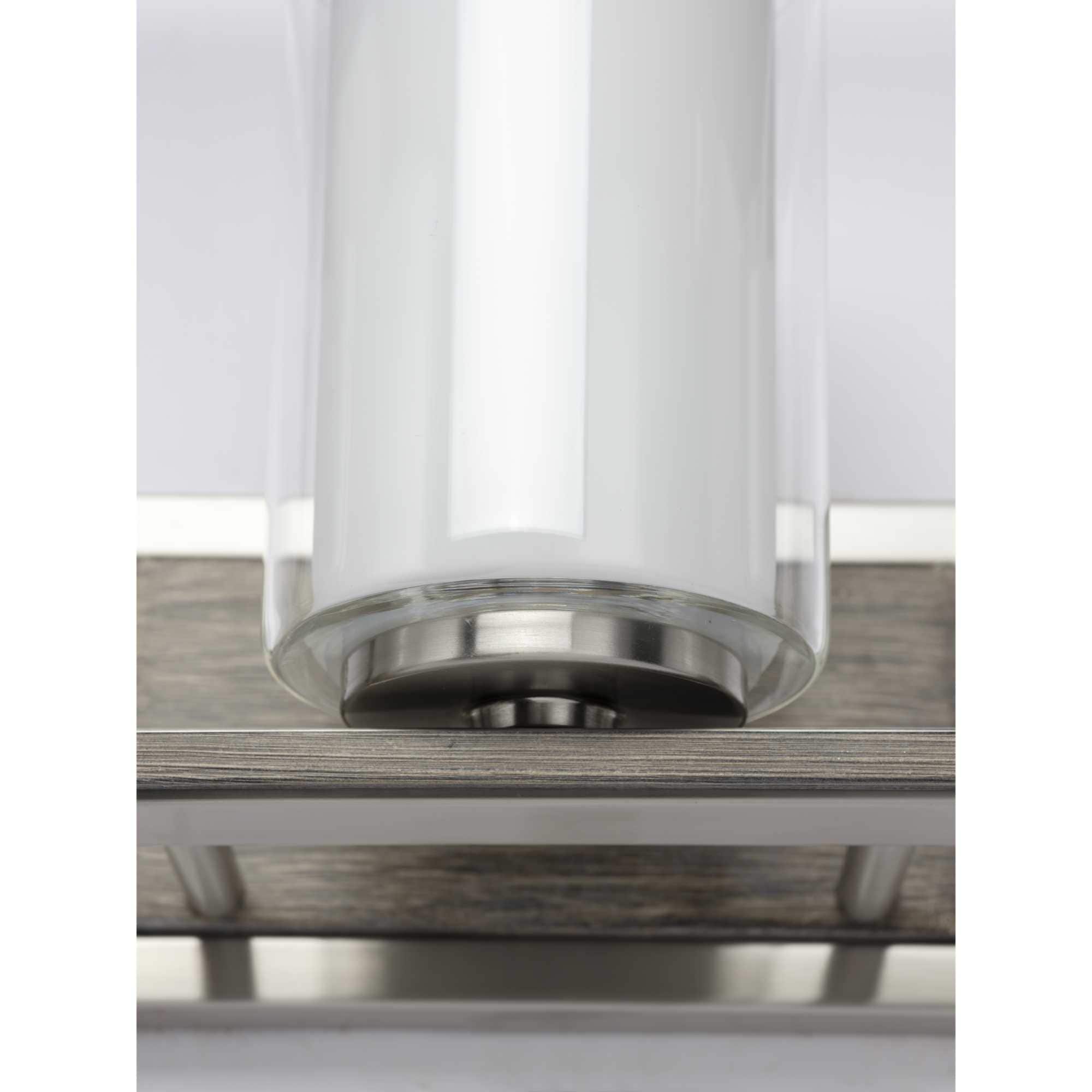 Mast 24" Brushed Nickel 3-Light Bath Vanity with Clear and Etched Glass Shades