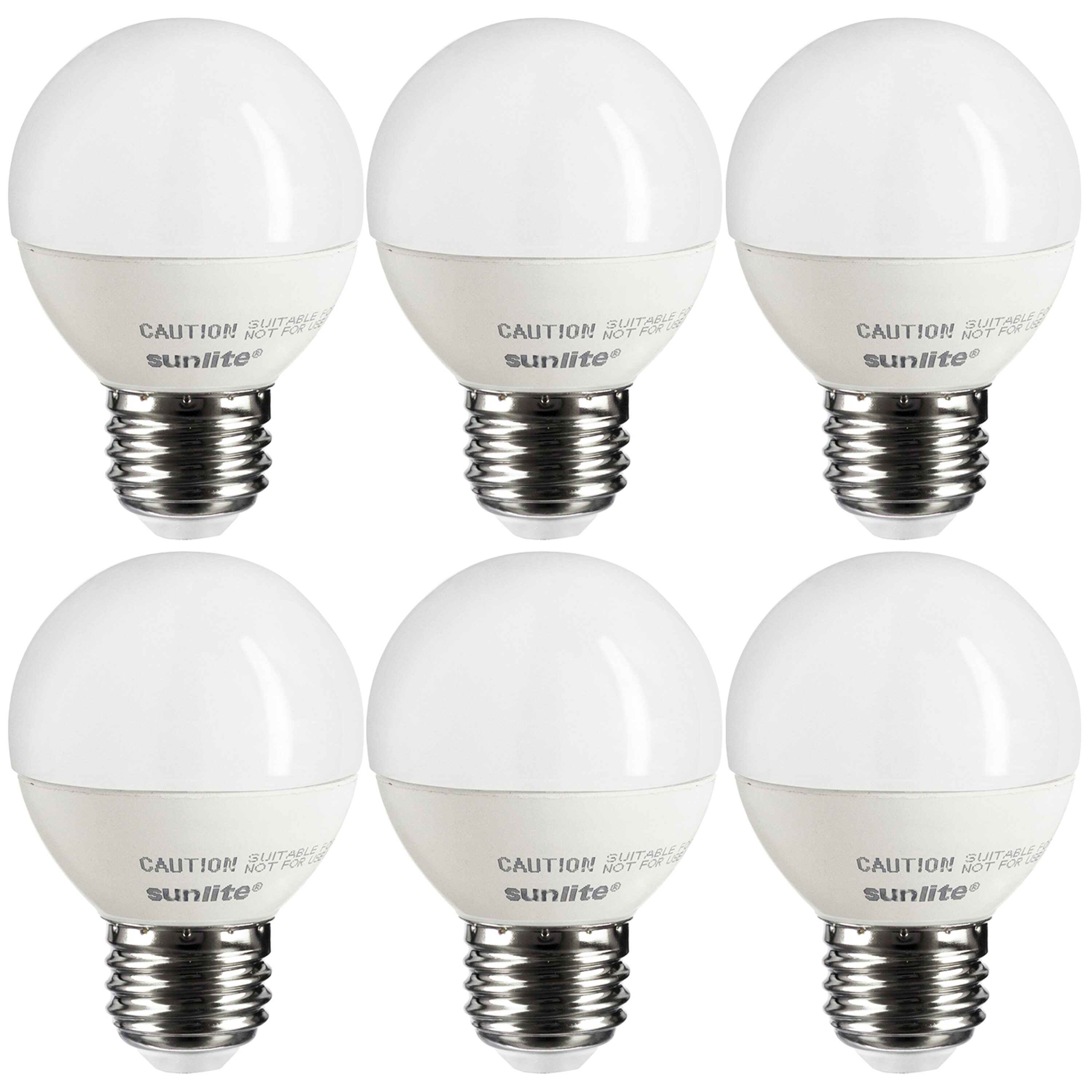 Sunlite LW07159 G16 Globe 60 -Watt EQ G16 Warm white Medium base (E-26) Dimmable LED Decorative Light Bulb 6 -Pack