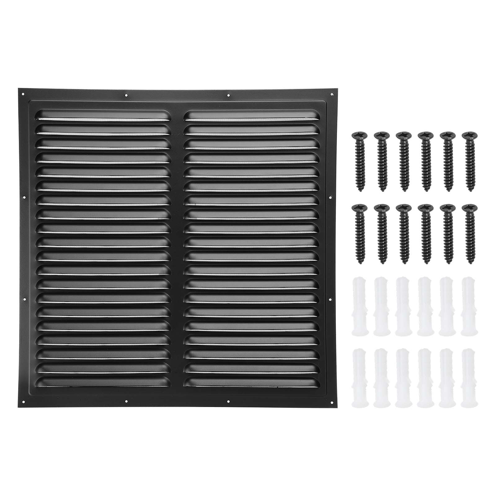PATIKIL 16inchx16inch Aluminum Gable Vent Exterior Wall Outlet Vent Square Soffit Vent HVAC Louver Air Grille with Built-in Screen for House Attic Garage Ceiling Black #S26012200UX2310