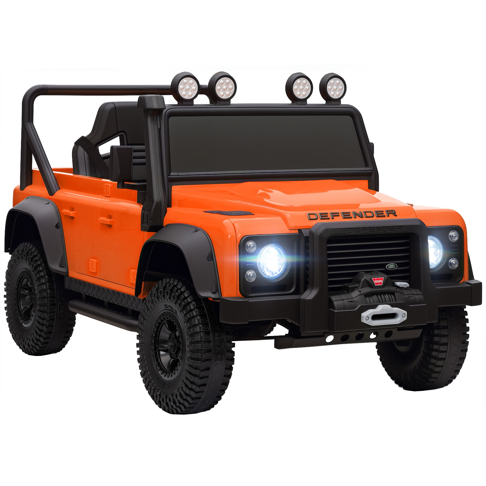  12V Kids Electric Ride on Truck Land Rover Licensed Remote Control Dual Motors Spring Suspension Orange
